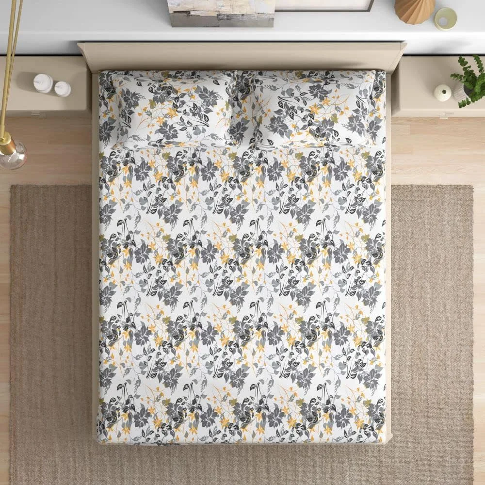 ملحفه تخت خواب پنبه ای ویک فیت | ملحفه 160 نخ برای تخت دو نفره با 2 روبالشی | غروب پاییزی - 254X228 سانتی متر، چند رنگ