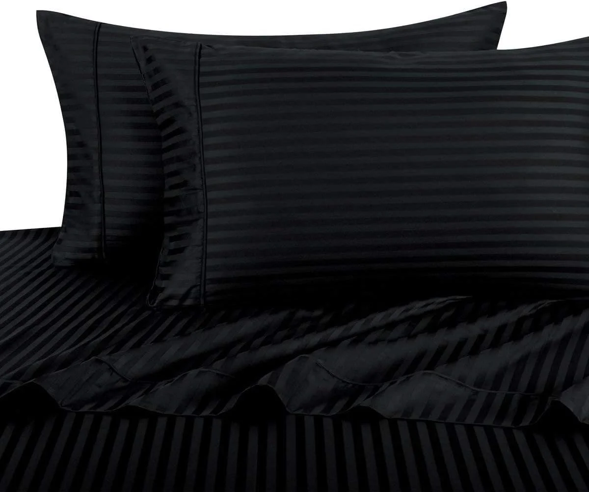 ملحفه تخت یک نفره لوکس ای ورلد - ست ملحفه راه راه - 160x220 سانتی متر - ست 3 تکه شامل 1 ملحفه تخت و 2 روبالشی (50x70 سانتی متر) - نرم و قابل تنفس برای تمام فصول. (مشکی، ملحفه یک نفره) ملحفه تخت یک نفره لوکس ای ورلد - ست ملحفه راه راه - 160x220 سانتی متر - ست 3 تکه شامل 1 ملحفه تخت و 2 روبالشی (50x70 سانتی متر) - نرم و قابل تنفس برای تمام فصول. (مشکی، ملحفه یک نفره)