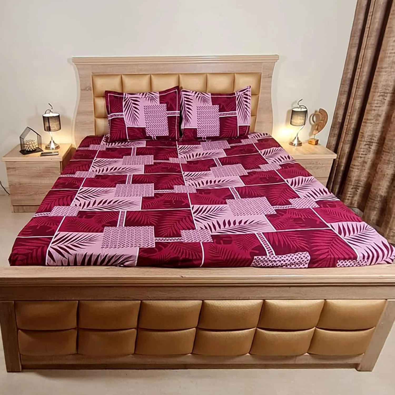 ملحفه کش‌دار سایز کینگ 305x305 سانتی‌متر | 100% پنبه، بافت دولایه 800 | فوق‌العاده نرم، ملحفه با عمق زیاد به همراه روبالشتی‌های هماهنگ | روتختی لوکس برای تخت‌های کینگ