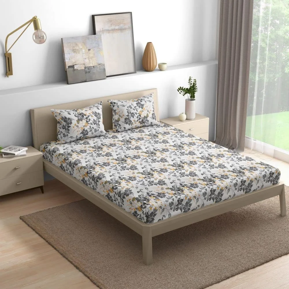 ملحفه تخت خواب پنبه ای ویک فیت | ملحفه 160 نخ برای تخت دو نفره با 2 روبالشی | غروب پاییزی - 254X228 سانتی متر، چند رنگ