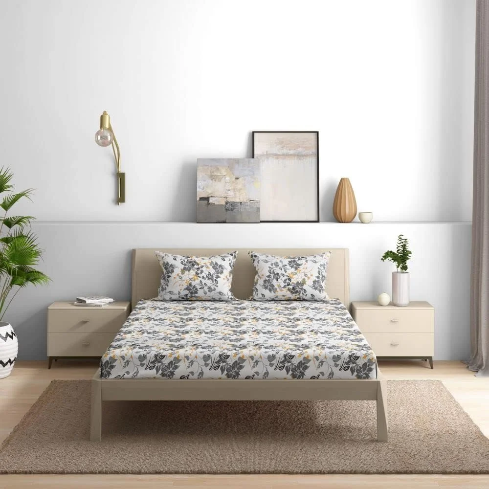 ملحفه تخت خواب پنبه ای ویک فیت | ملحفه 160 نخ برای تخت دو نفره با 2 روبالشی | غروب پاییزی - 254X228 سانتی متر، چند رنگ