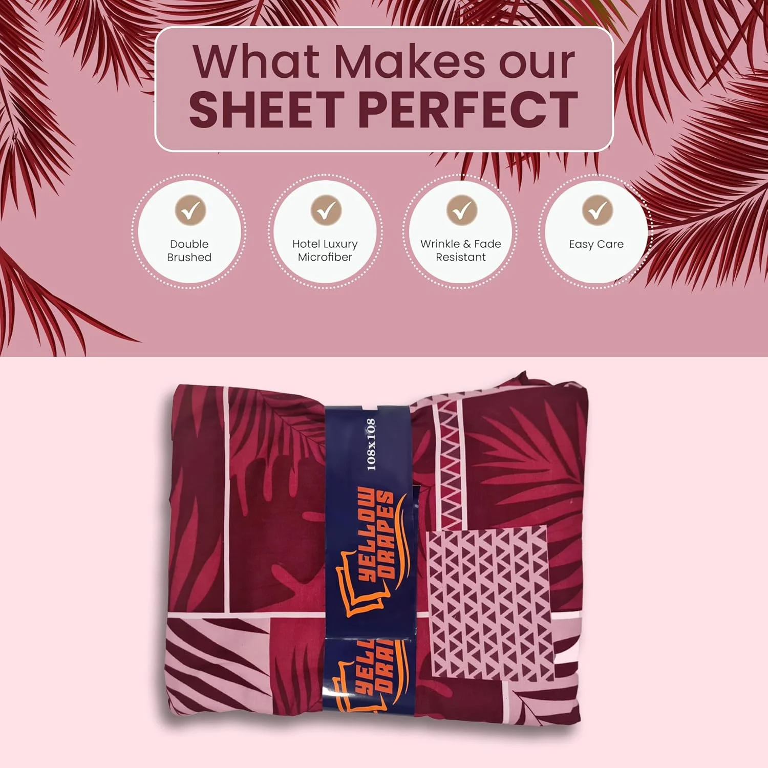 ملحفه کش‌دار سایز کینگ 305x305 سانتی‌متر | 100% پنبه، بافت دولایه 800 | فوق‌العاده نرم، ملحفه با عمق زیاد به همراه روبالشتی‌های هماهنگ | روتختی لوکس برای تخت‌های کینگ