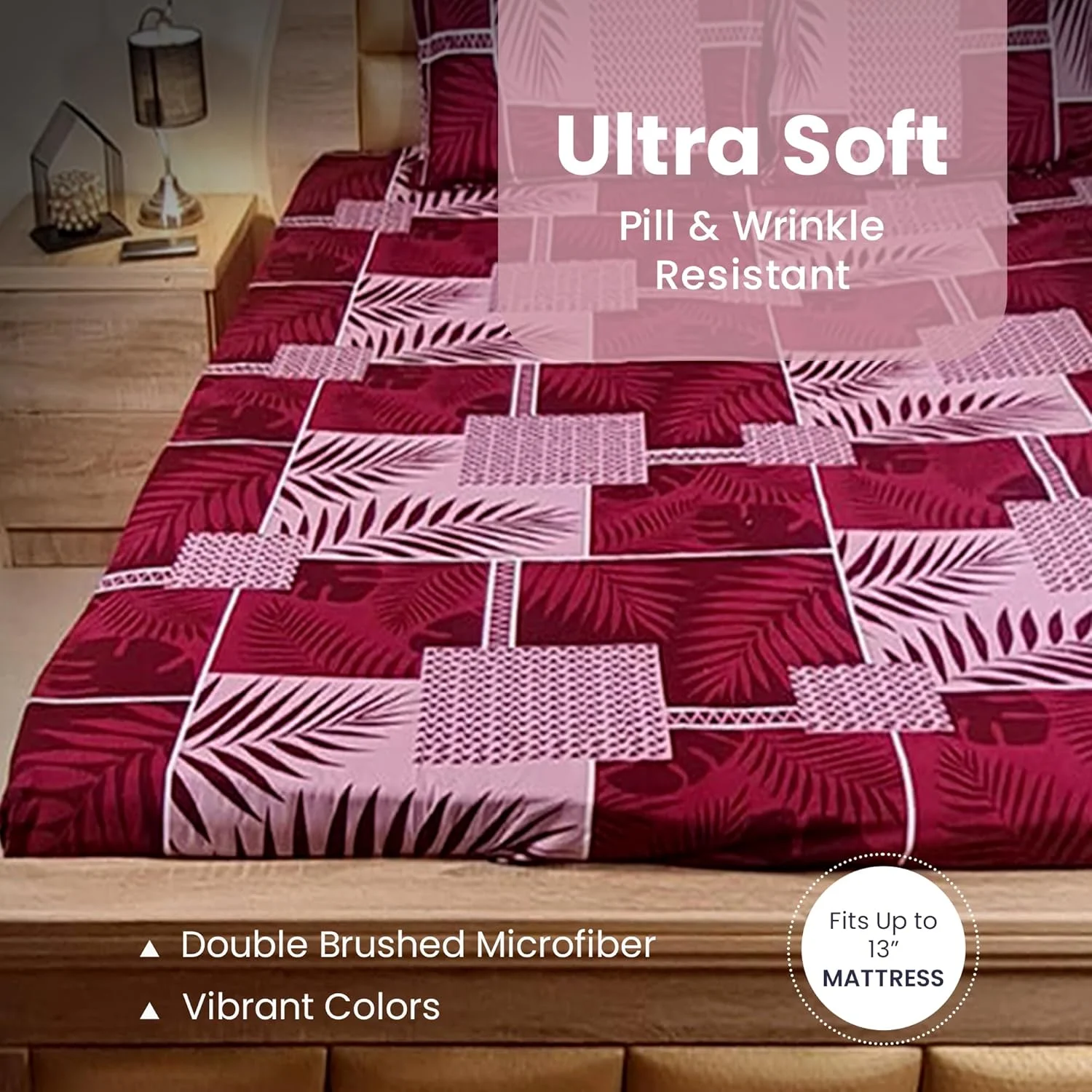 ملحفه کش‌دار سایز کینگ 305x305 سانتی‌متر | 100% پنبه، بافت دولایه 800 | فوق‌العاده نرم، ملحفه با عمق زیاد به همراه روبالشتی‌های هماهنگ | روتختی لوکس برای تخت‌های کینگ