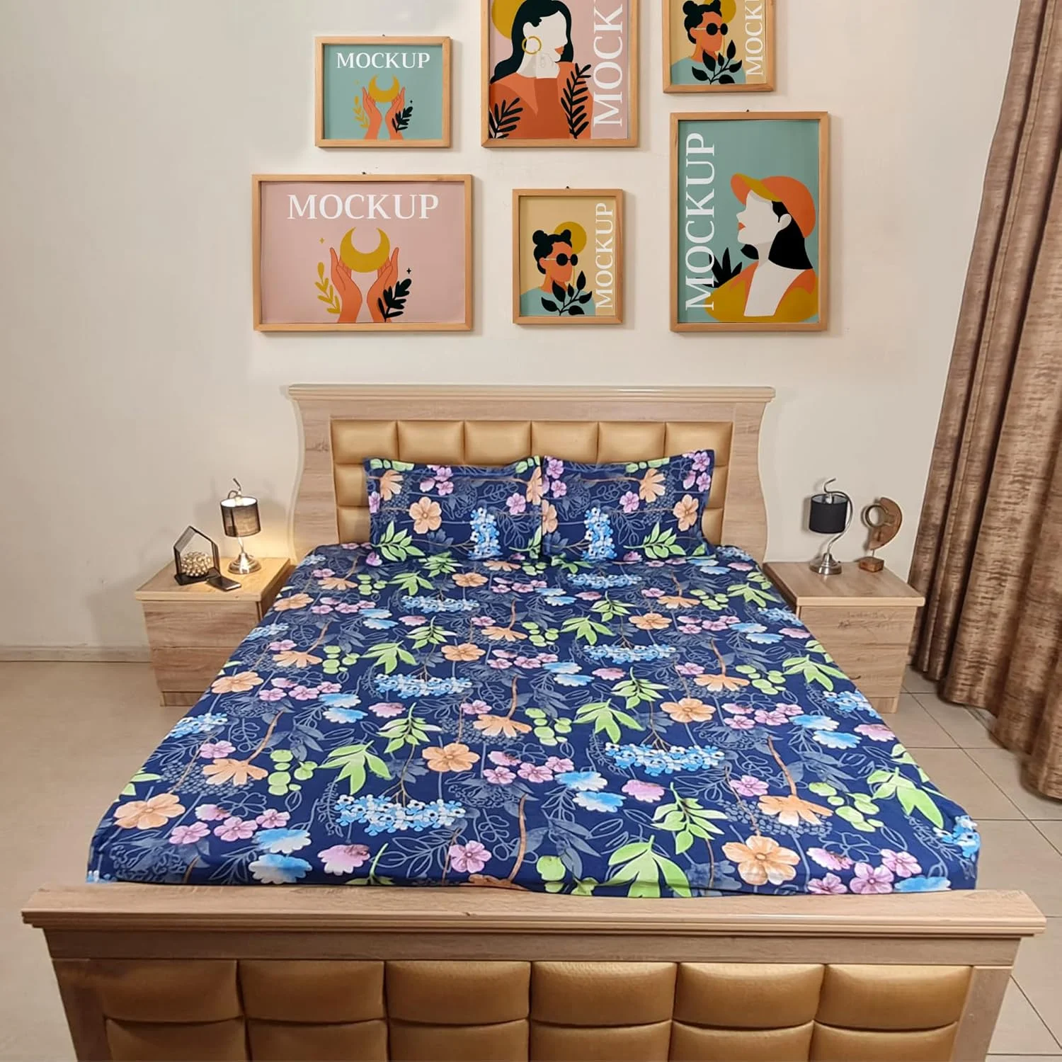 ملحفه کینگ سایز 274x274 سانتی متر | 100% پنبه، تراکم بافت 800 | فوق العاده نرم و راحت با روبالشتی های هماهنگ | ست روتختی لوکس روزمره