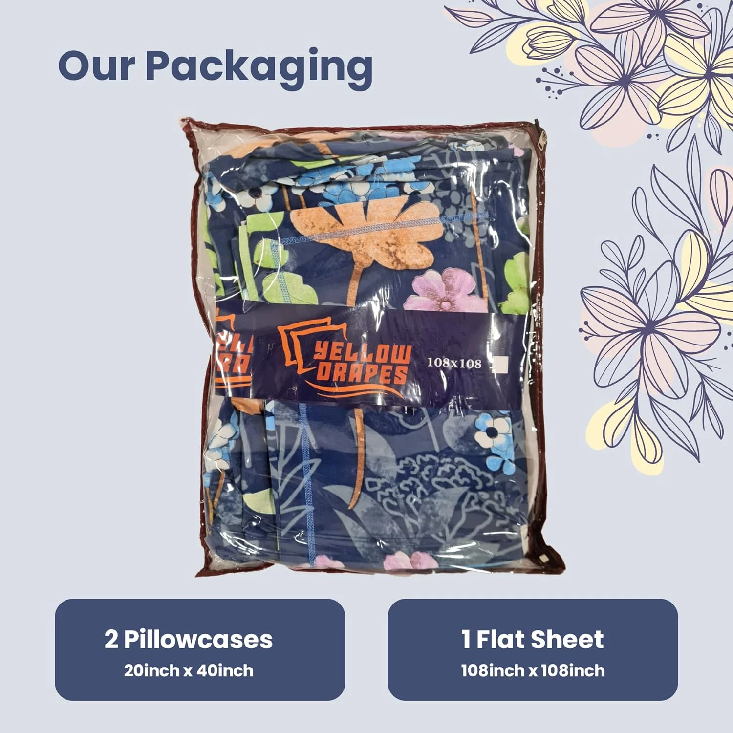 ملحفه کینگ سایز 274x274 سانتی متر | 100% پنبه، تراکم بافت 800 | فوق العاده نرم و راحت با روبالشتی های هماهنگ | ست روتختی لوکس روزمره