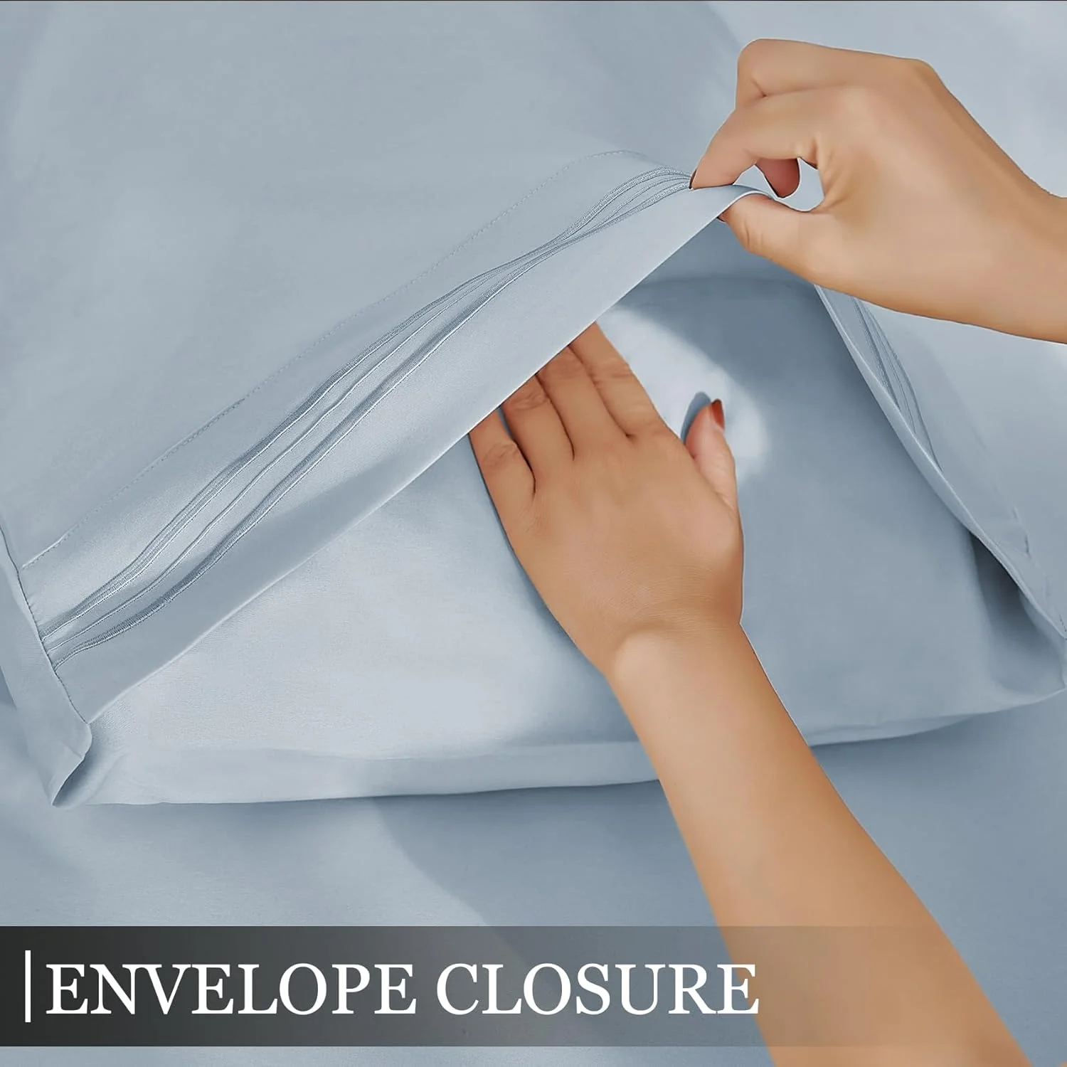 ست ملحفه کینگ آبی روشن Yibeizi، ملحفه‌های خنک کننده میکروفایبر نرم، 4 تکه شامل ملحفه رو، ملحفه کش‌دار با جیب عمیق و روبالشی