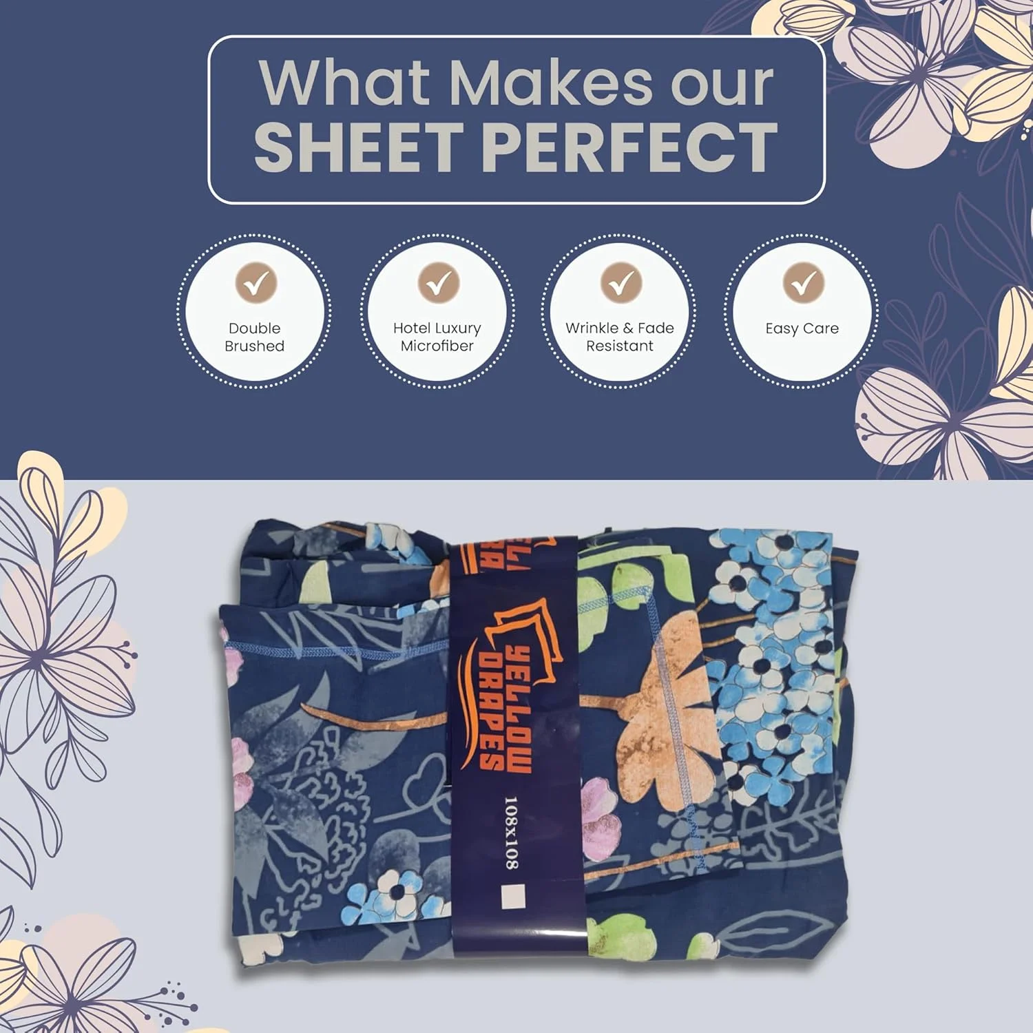 ملحفه کینگ سایز 274x274 سانتی متر | 100% پنبه، تراکم بافت 800 | فوق العاده نرم و راحت با روبالشتی های هماهنگ | ست روتختی لوکس روزمره