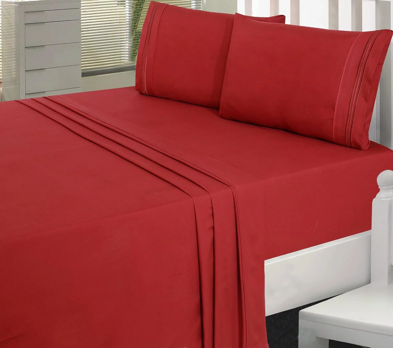 ست ملحفه یک نفره یوتوپیا بدینگ - ست ملحفه 3 تکه (یک نفره، بورگاندی)