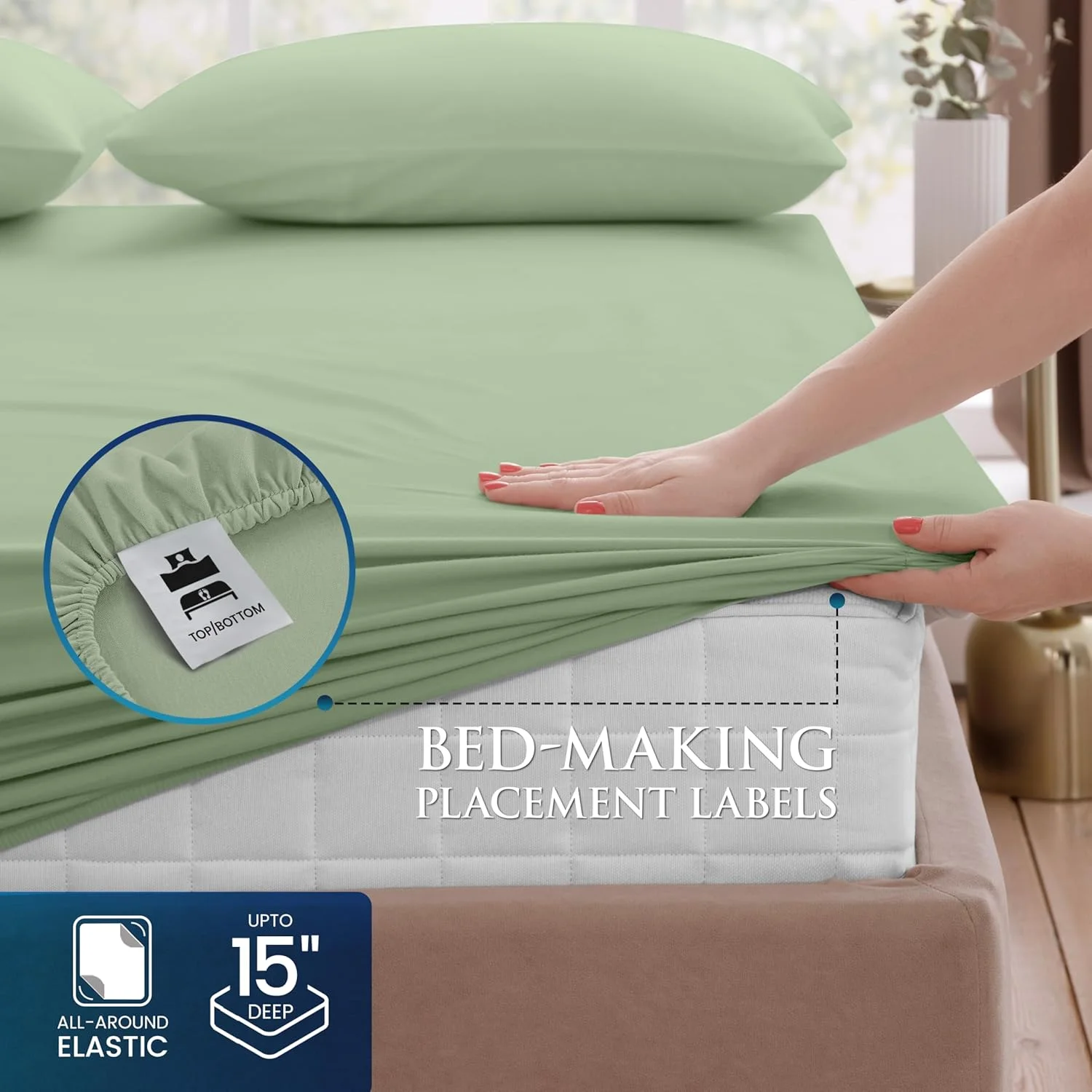 ست ملحفه کویین یوتوپیا بدینگ - میکروفیبر برس خورده - ملحفه های نرم برای تخت سایز کویین - شامل 1 ملحفه کش دار، 1 ملحفه تخت و 2 روبالشتی - جیب عمیق (مریم گلی)