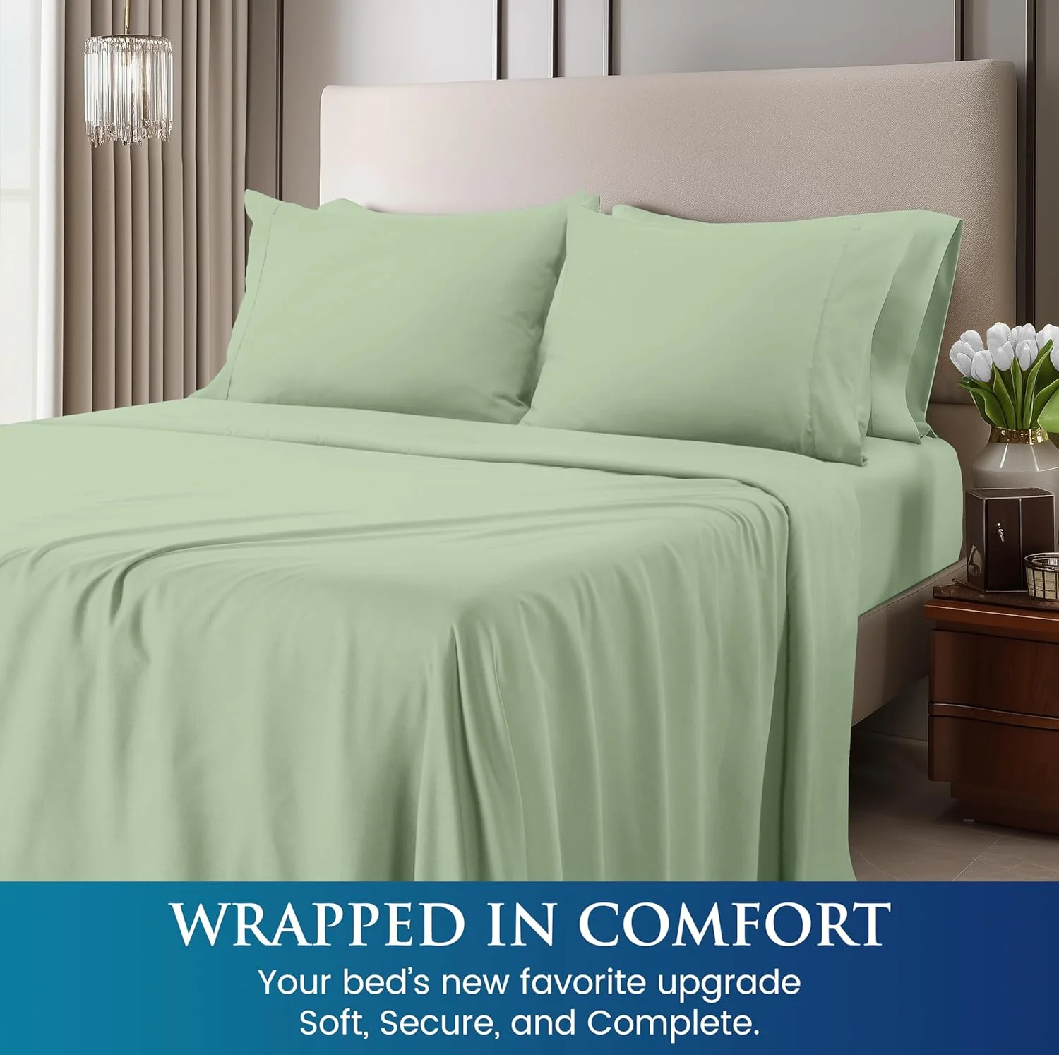 ست ملحفه کویین یوتوپیا بدینگ - میکروفیبر برس خورده - ملحفه های نرم برای تخت سایز کویین - شامل 1 ملحفه کش دار، 1 ملحفه تخت و 2 روبالشتی - جیب عمیق (مریم گلی)