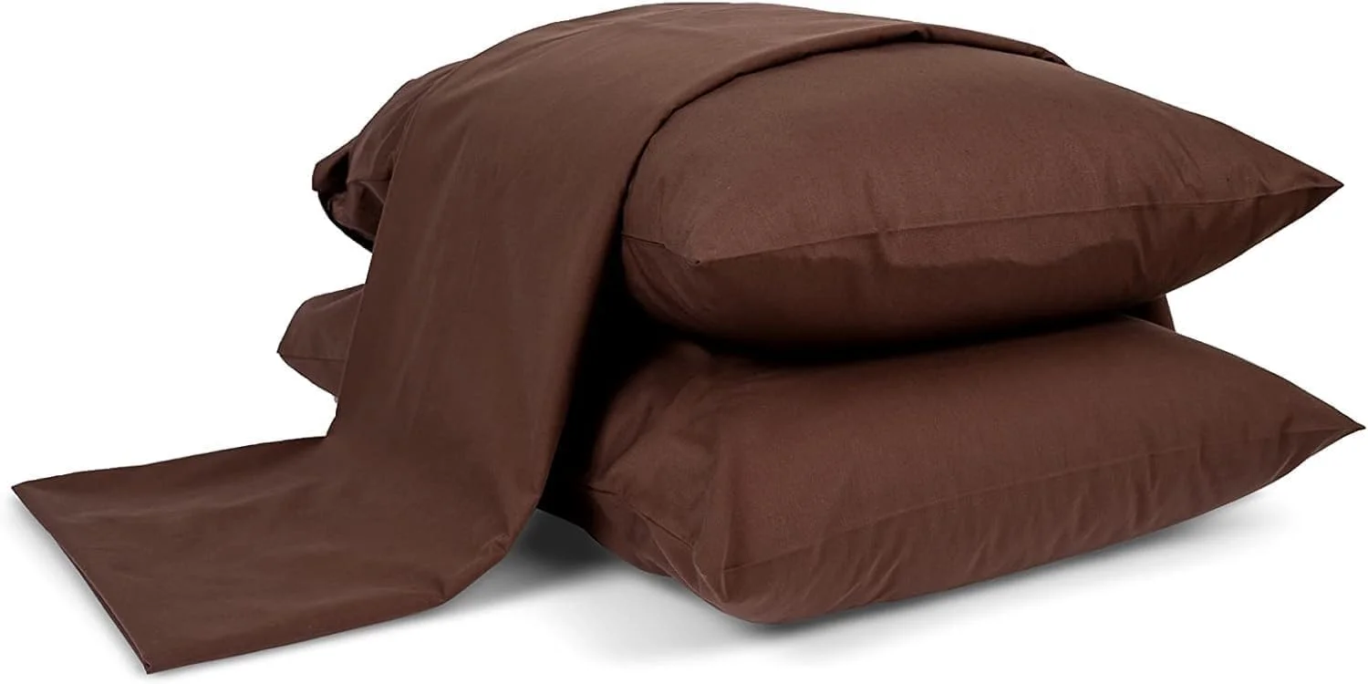 ست ملحفه تخت خواب، فوق العاده نرم و لطیف، تهیه شده از 100% پنبه مصری، مناسب برای تمام فصول (قهوه ای، 240×260)