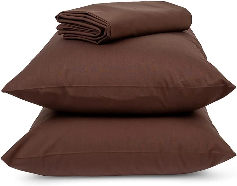 ست ملحفه تخت خواب، فوق العاده نرم و لطیف، تهیه شده از 100% پنبه مصری، مناسب برای تمام فصول (قهوه ای، 240×260)