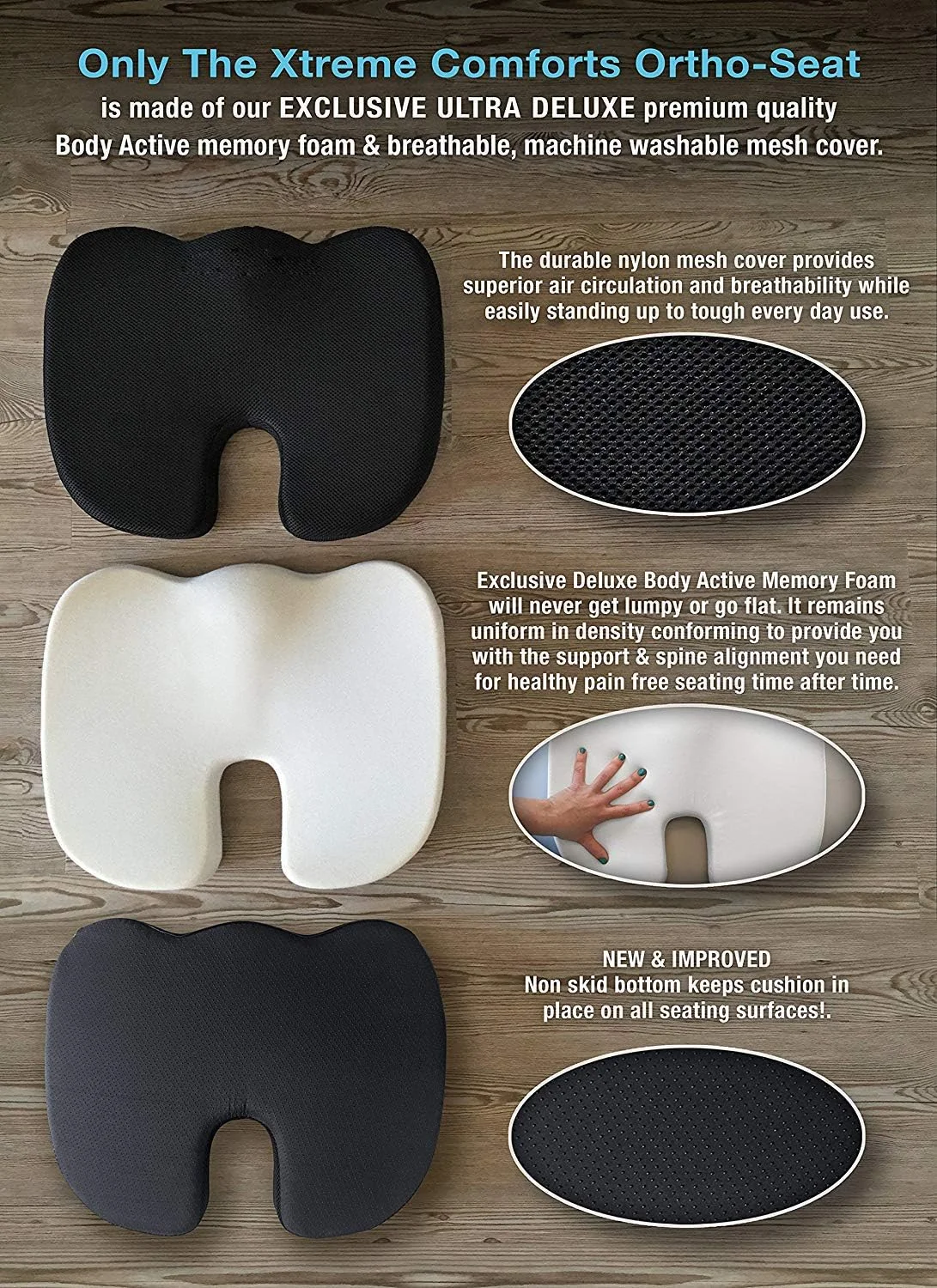 بالشتک صندلی فوم حافظه دار ارتوپدی دنبالچه، تسکین دهنده درد دنبالچه