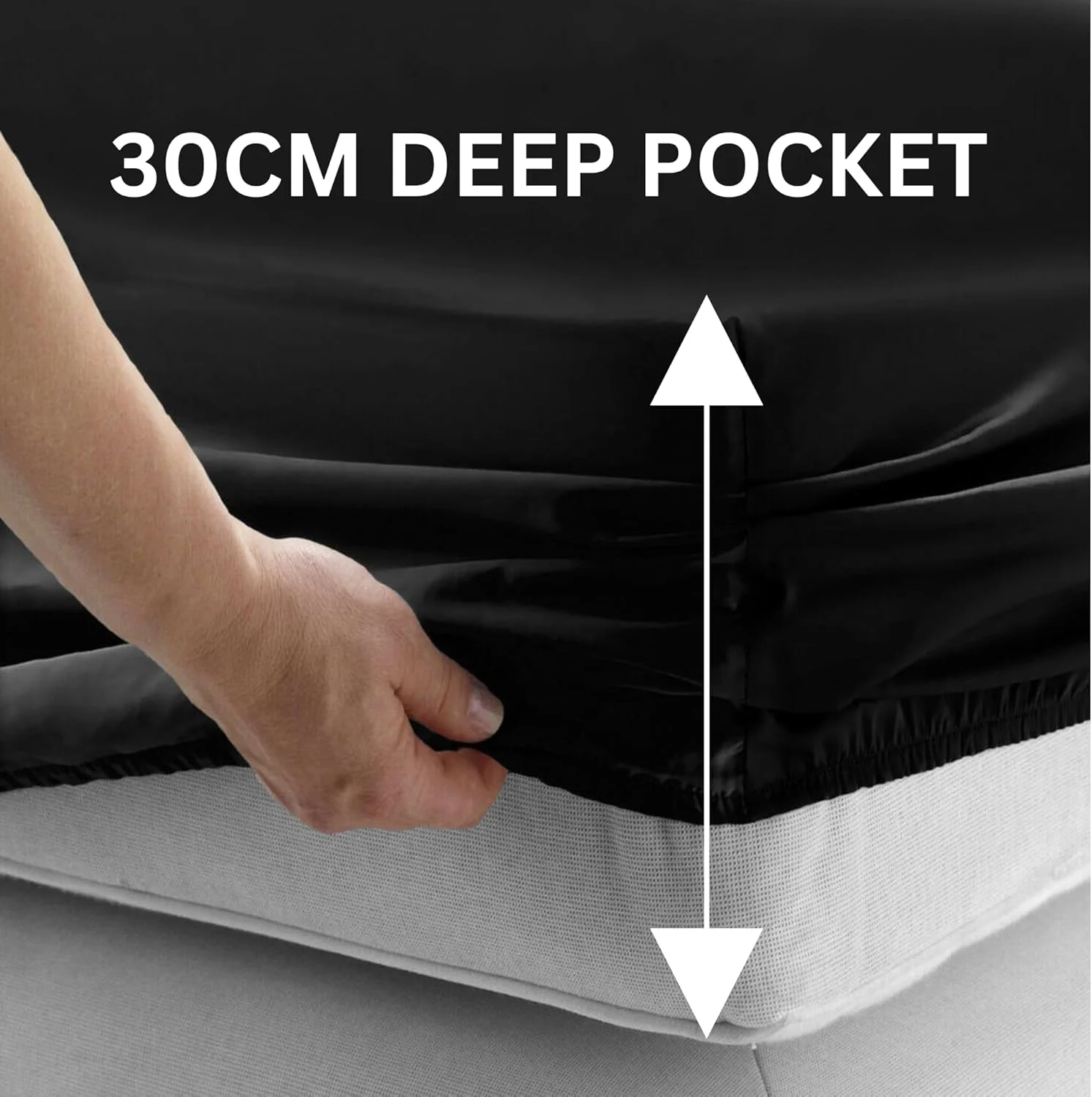 ملحفه کش دار سوپر کینگ سایز 200X200+30 سانتی متر و 2 عدد روبالشتی آکسفورد 50x75+5 سانتی متر | ست 3 تکه | مقاوم در برابر لک و رنگ رفتگی | پارچه میکروفیبر برس خورده نرم با کیفیت هتلی | جیب عمیق 30 سانتی متری (مشکی) ملحفه کش دار سوپر کینگ سایز 200X200+30 سانتی متر و 2 عدد روبالشتی آکسفورد 50x75+5 سانتی متر | ست 3 تکه | مقاوم در برابر لک و رنگ رفتگی | پارچه میکروفیبر برس خورده نرم با کیفیت هتلی | جیب عمیق 30 سانتی متری (مشکی)