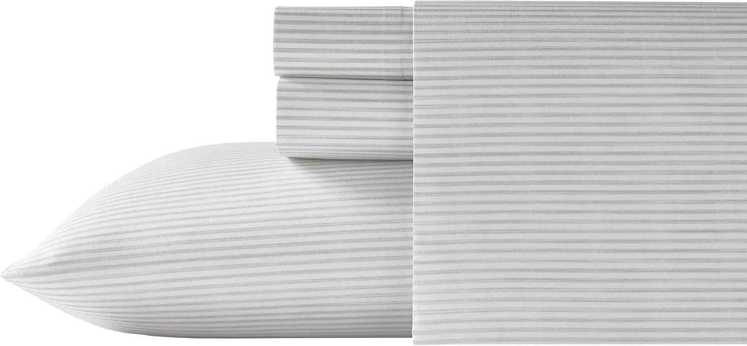 ست ملحفه راه راه ساحلی پالوما تامی باهاما مدل 212696، خاکستری ابری، کینگ