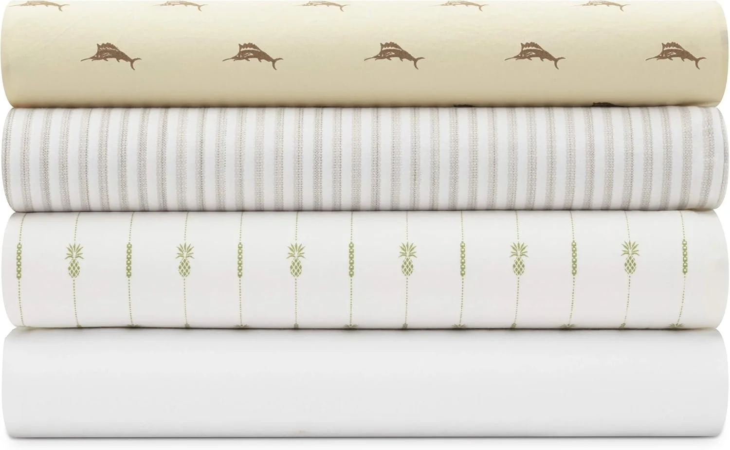 ست ملحفه راه راه آناناسی تامی باهاما مدل 223614، سبز، سایز کوئین