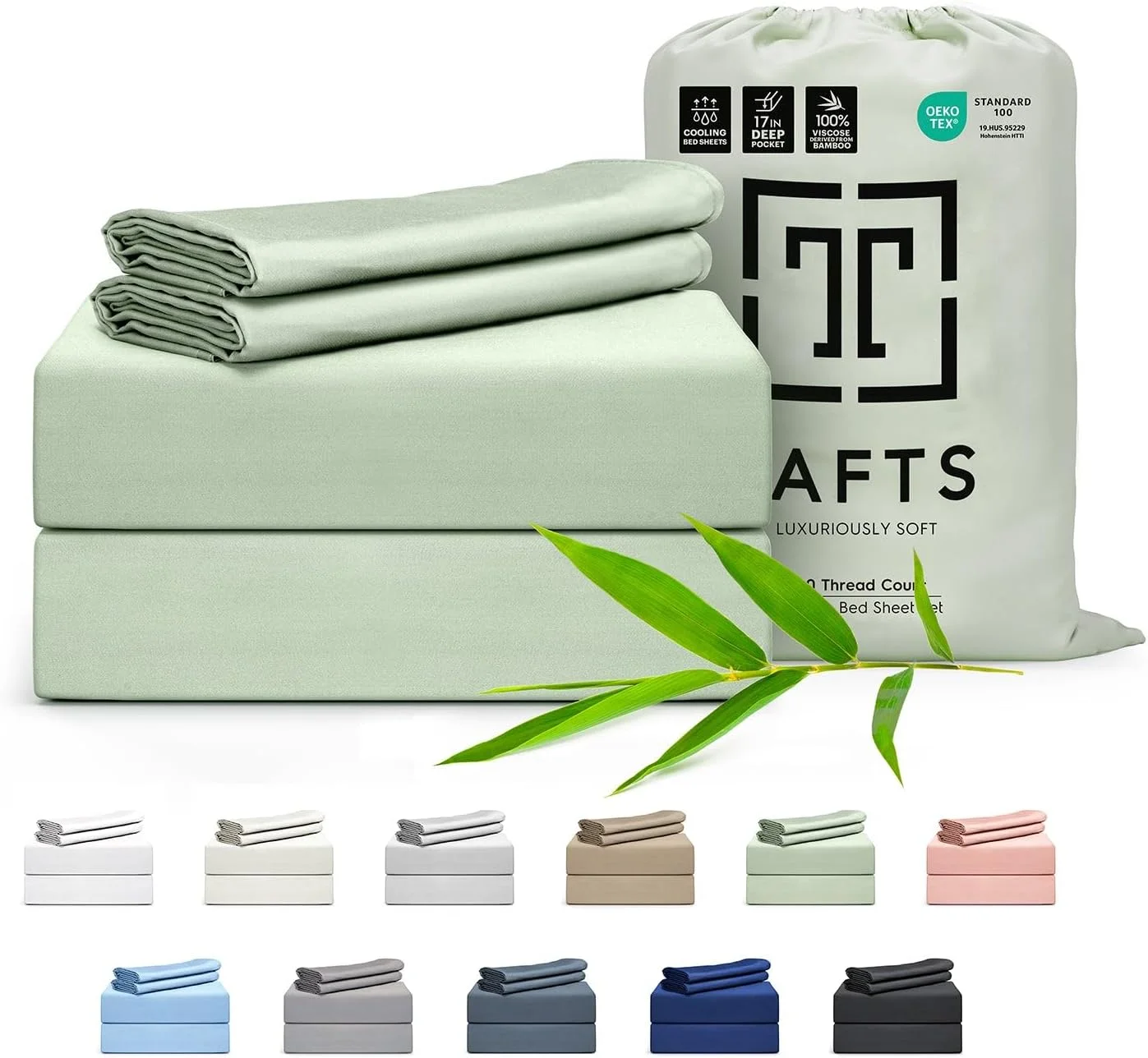 ست ملحفه کویین Taft، ملحفه های تخت خواب 100% ویسکوز خالص تهیه شده از بامبو، فوق العاده نرم، ابریشمی، خنک کننده، دوخت دوبل (سبز مریم گلی) ست ملحفه کویین Taft، ملحفه های تخت خواب 100% ویسکوز خالص تهیه شده از بامبو، فوق العاده نرم، ابریشمی، خنک کننده، دوخت دوبل (سبز مریم گلی)