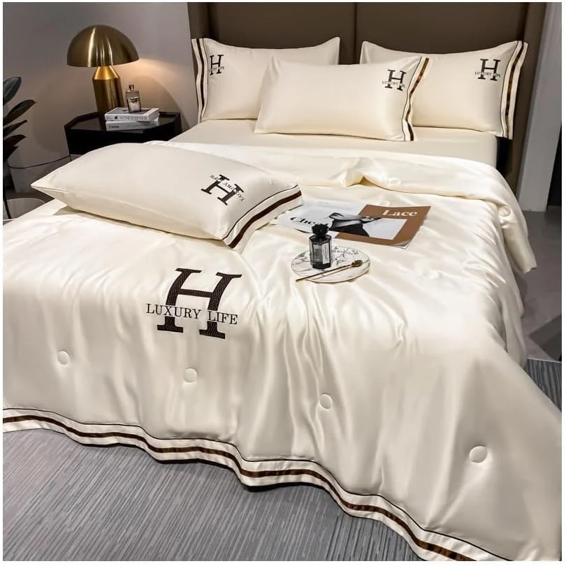 ست ملحفه ساتن نرم تاپیت 4 تکه، ست ملافه ابریشمی خنک کننده با ملحفه کش دار جیب عمیق، روکش لحاف و روبالشی (بژ) ست ملحفه ساتن نرم تاپیت 4 تکه، ست ملافه ابریشمی خنک کننده با ملحفه کش دار جیب عمیق، روکش لحاف و روبالشی (بژ)