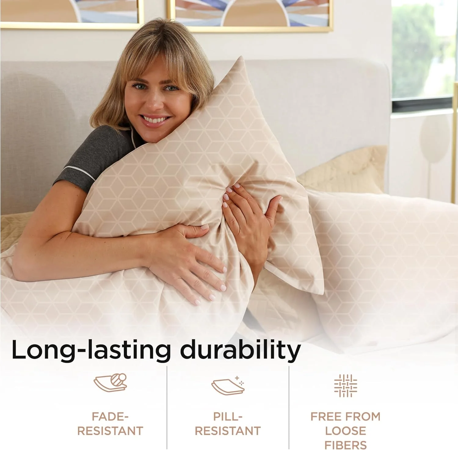 ملحفه های تخت کینگ سایز از جنس پنبه مصری ترید میل هوم لینن | ست ملحفه تخت کینگ 100% پنبه مصری تایید شده | ملحفه های کینگ با جیب عمیق الاستیک و نرم و قابل تنفس با طرح ژاکارد دمشقی | بژ