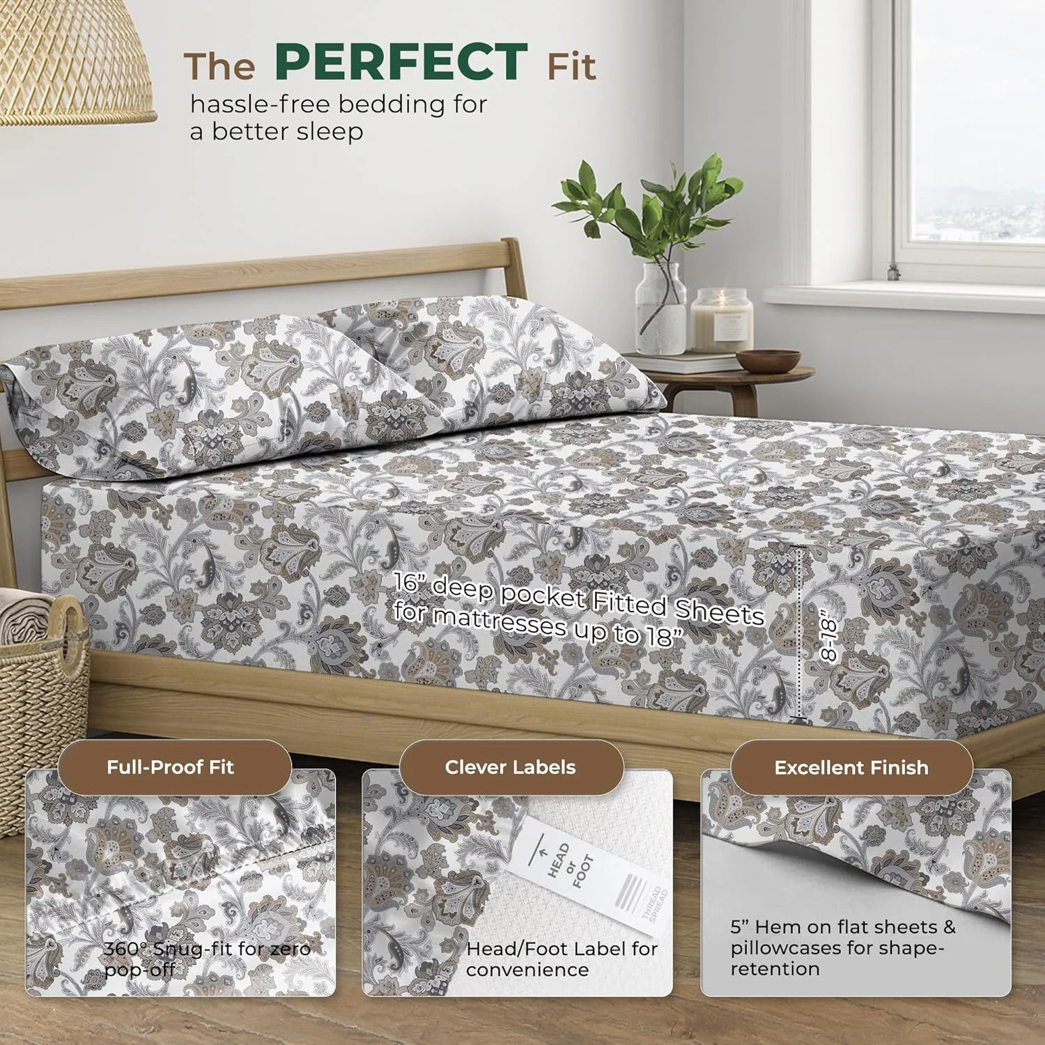 ملحفه های چاپی پنبه ارگانیک ۱۰۰٪ ترد اسپرد سایز Twin XL - ست ملحفه های پرکال پنبه ارگانیک ۳ تکه Twin XL (گلدار عاجی)، ملحفه خنک کننده برای اتاق خوابگاه، ست هتلی با عمق ۱۶ اینچ - دارای گواهینامه GOTS ملحفه های چاپی پنبه ارگانیک ۱۰۰٪ ترد اسپرد سایز Twin XL - ست ملحفه های پرکال پنبه ارگانیک ۳ تکه Twin XL (گلدار عاجی)، ملحفه خنک کننده برای اتاق خوابگاه، ست هتلی با عمق ۱۶ اینچ - دارای گواهینامه GOTS