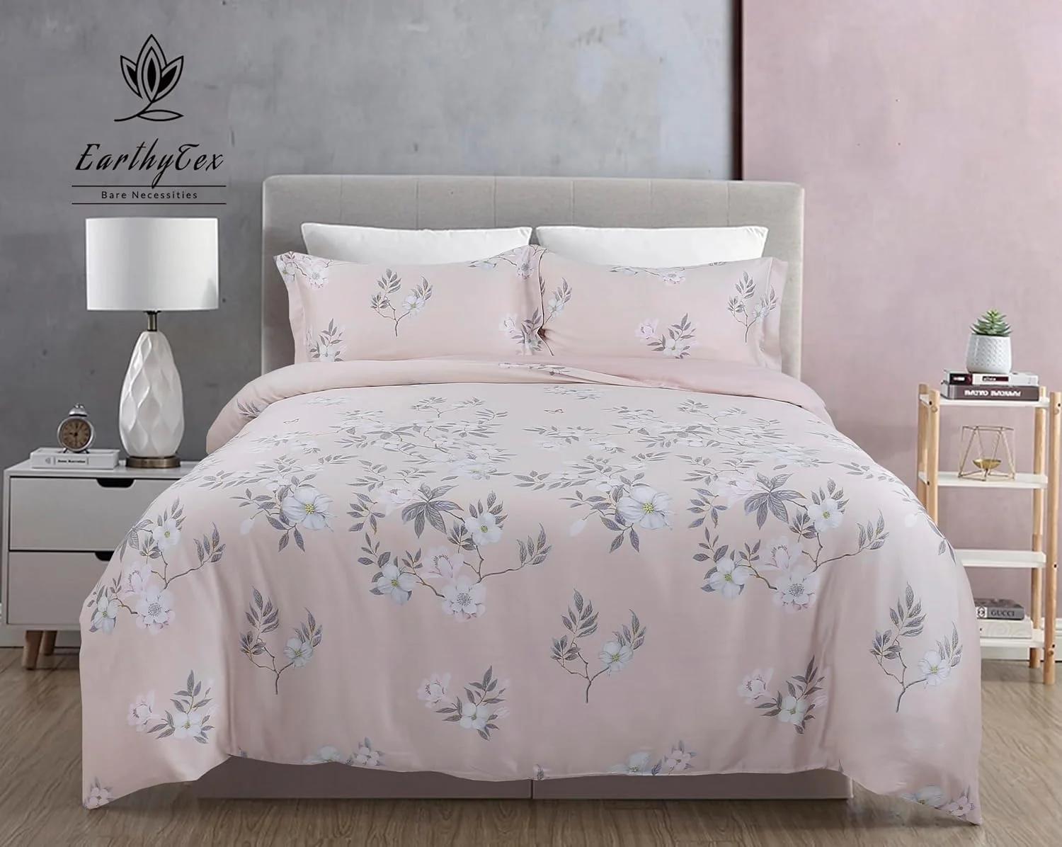 ست ملحفه الیاف لایوسل 100% طبیعی با طرح گلدار (شکوفه پاستیلی، کینگ)