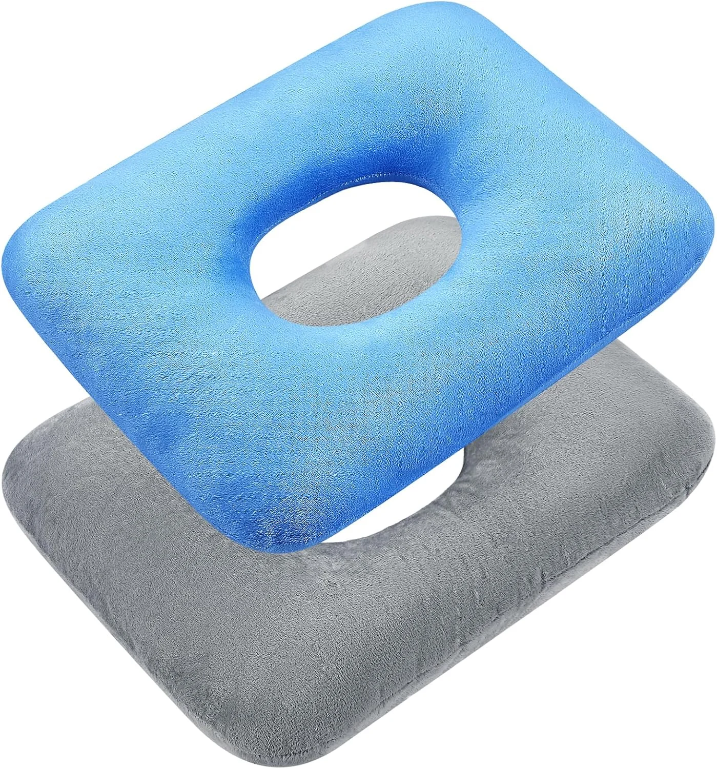 بالشتک دوناتی نشستن سینتوف 2 عددی برای درد دنبالچه، هموروئید، زخم بستر، بارداری، بالشتک صندلی تسکین درد، بالشتک ضد زخم فشاری دوناتی شکل، بالشتک بعد از زایمان برای خانه (خاکستری، آبی)
