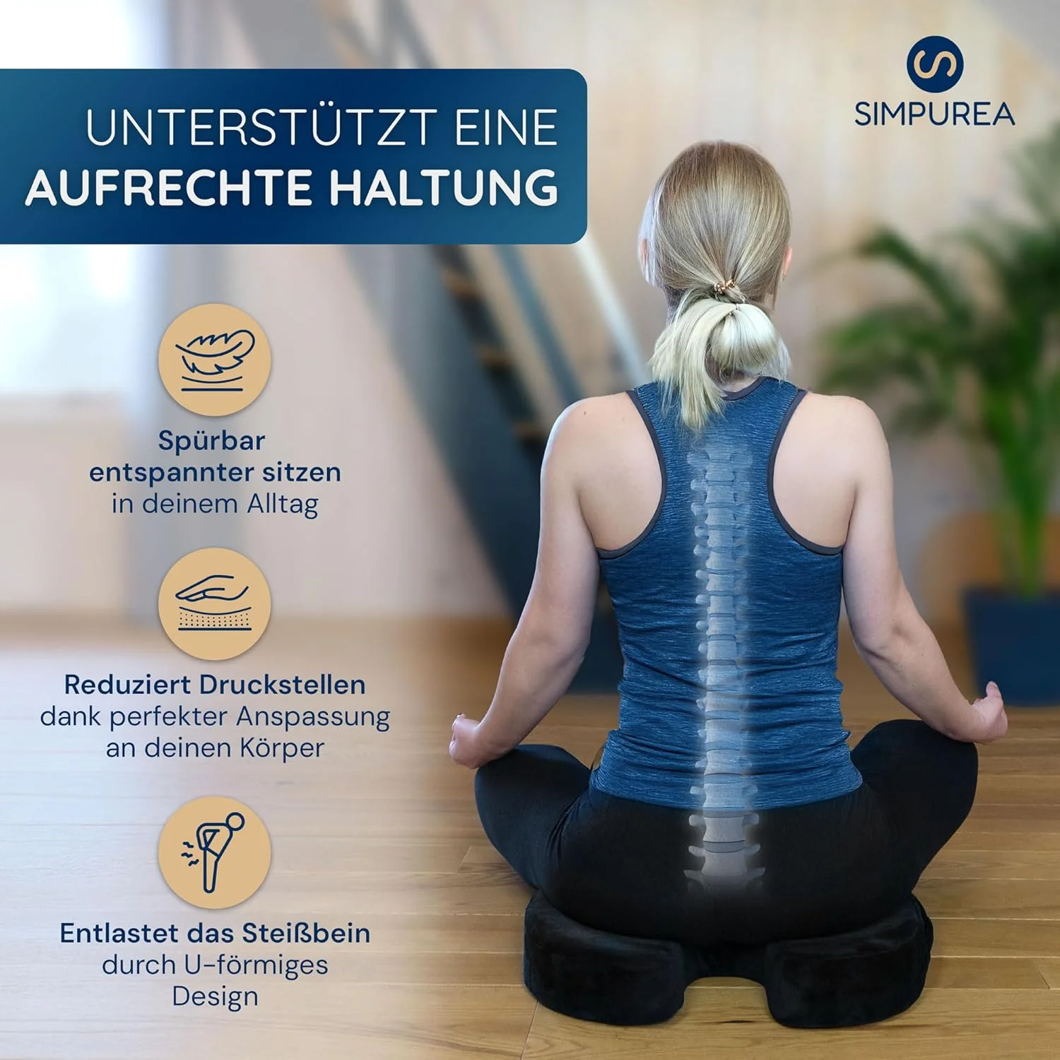 بالشتک صندلی طبی کوالا - با روکش مخملی ضد لغزش - ایده آل برای دفتر، ماشین و خانه - ترویج وضعیت نشستن سالم و راحتی و همچنین تسکین دنبالچه - نرم (45-90 کیلوگرم)