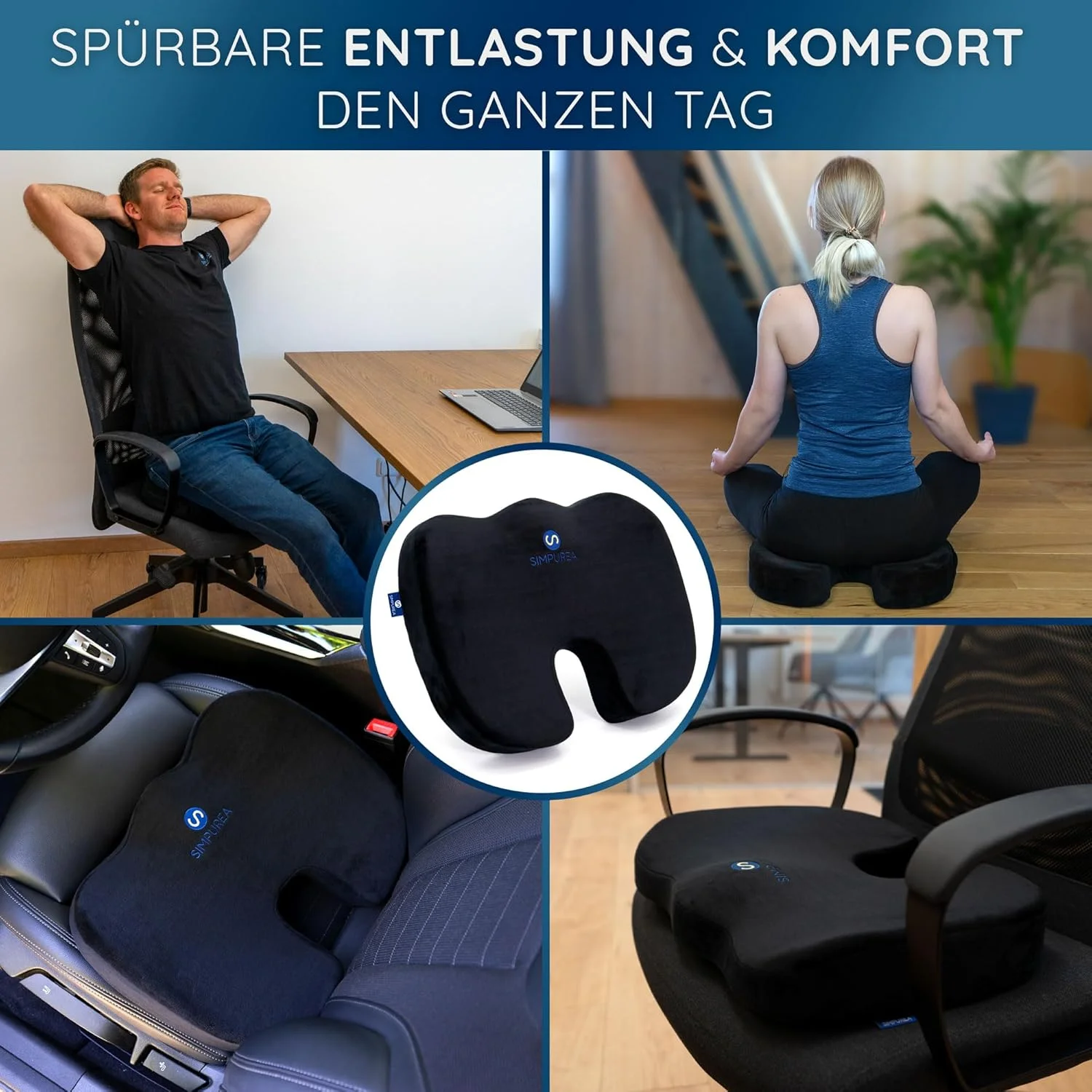 بالشتک صندلی طبی کوالا - با روکش مخملی ضد لغزش - ایده آل برای دفتر، ماشین و خانه - ترویج وضعیت نشستن سالم و راحتی و همچنین تسکین دنبالچه - نرم (45-90 کیلوگرم)