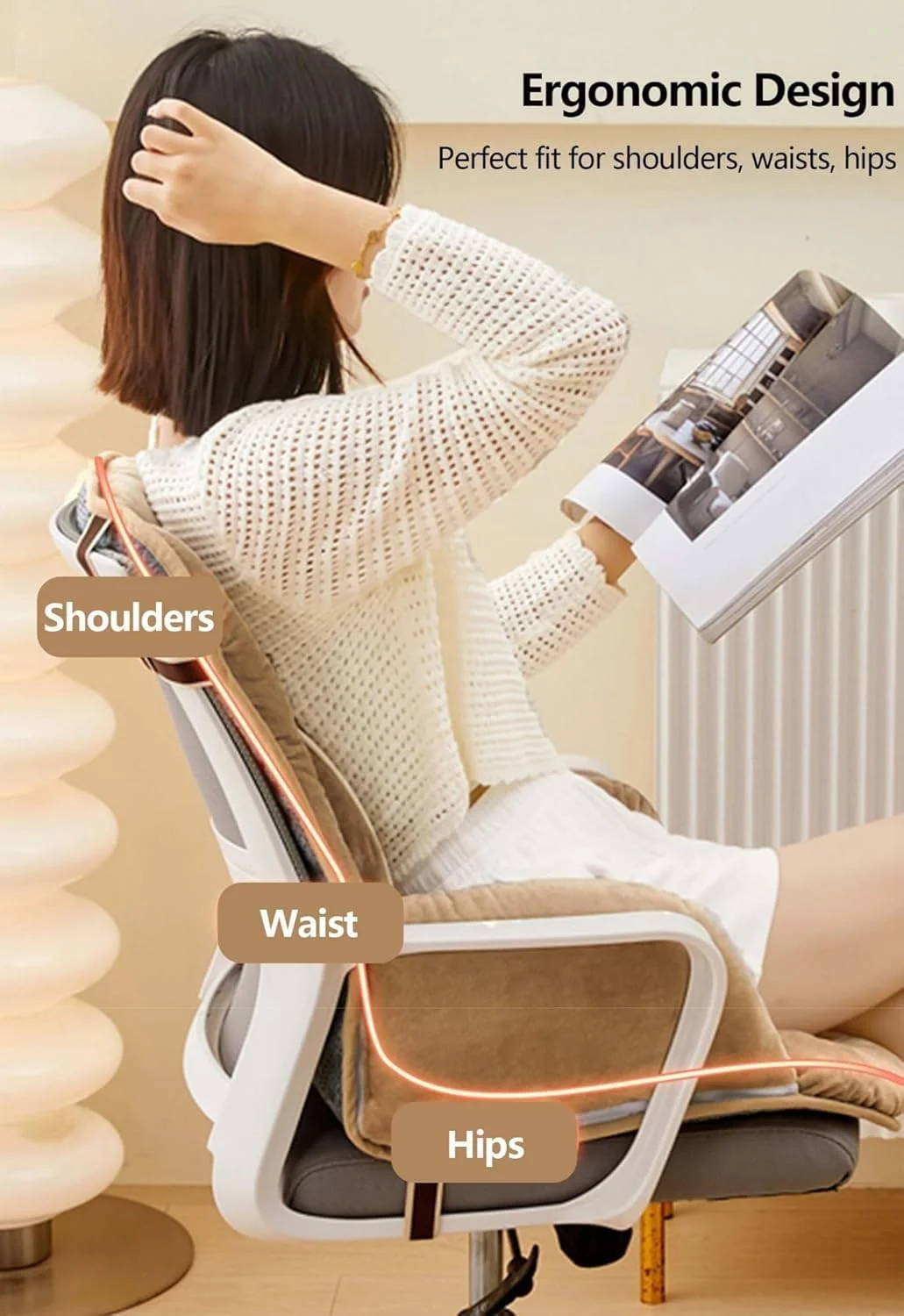 بالشتک صندلی اداری YelaJoy برای صندلی میز، پد نرم نشیمنگاه پشتی، بالشتک صندلی با پشتیبانی کمری ارتقا یافته برای صندلی میز خوابگاه بالشتک صندلی اداری YelaJoy برای صندلی میز، پد نرم نشیمنگاه پشتی، بالشتک صندلی با پشتیبانی کمری ارتقا یافته برای صندلی میز خوابگاه