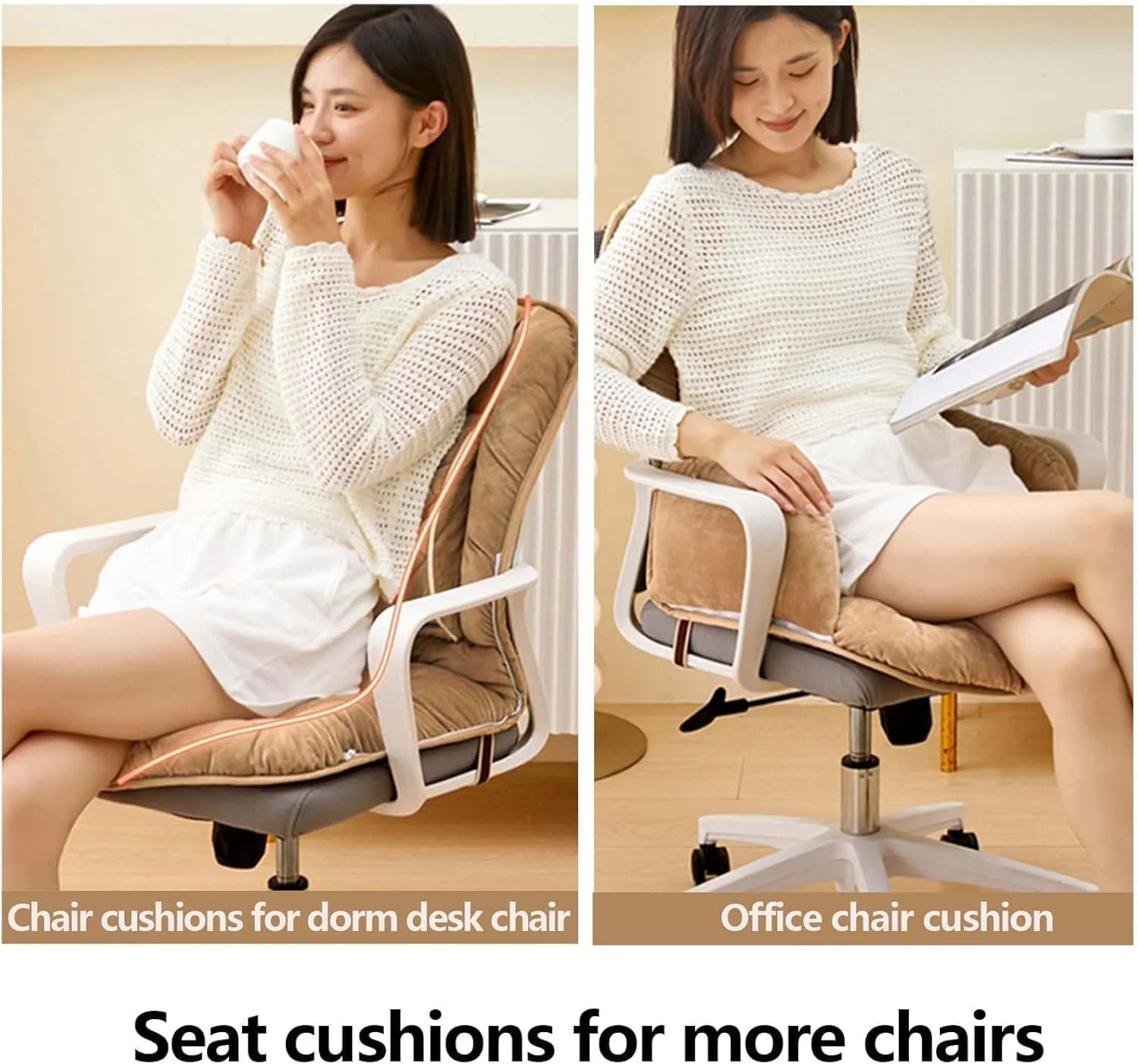 بالشتک صندلی اداری YelaJoy برای صندلی میز، پد نرم نشیمنگاه پشتی، بالشتک صندلی با پشتیبانی کمری ارتقا یافته برای صندلی میز خوابگاه بالشتک صندلی اداری YelaJoy برای صندلی میز، پد نرم نشیمنگاه پشتی، بالشتک صندلی با پشتیبانی کمری ارتقا یافته برای صندلی میز خوابگاه