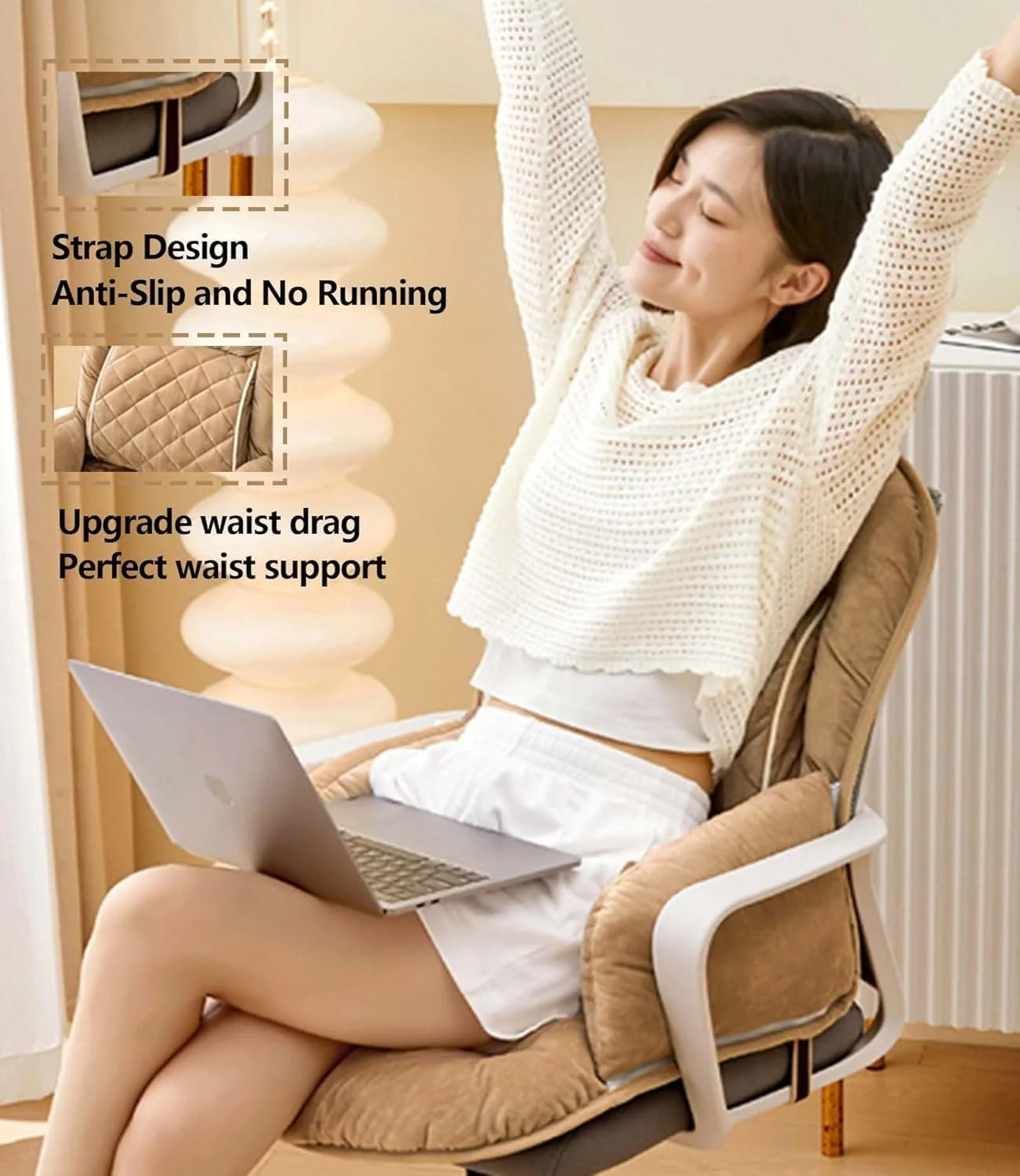 بالشتک صندلی اداری YelaJoy برای صندلی میز، پد نرم نشیمنگاه پشتی، بالشتک صندلی با پشتیبانی کمری ارتقا یافته برای صندلی میز خوابگاه بالشتک صندلی اداری YelaJoy برای صندلی میز، پد نرم نشیمنگاه پشتی، بالشتک صندلی با پشتیبانی کمری ارتقا یافته برای صندلی میز خوابگاه