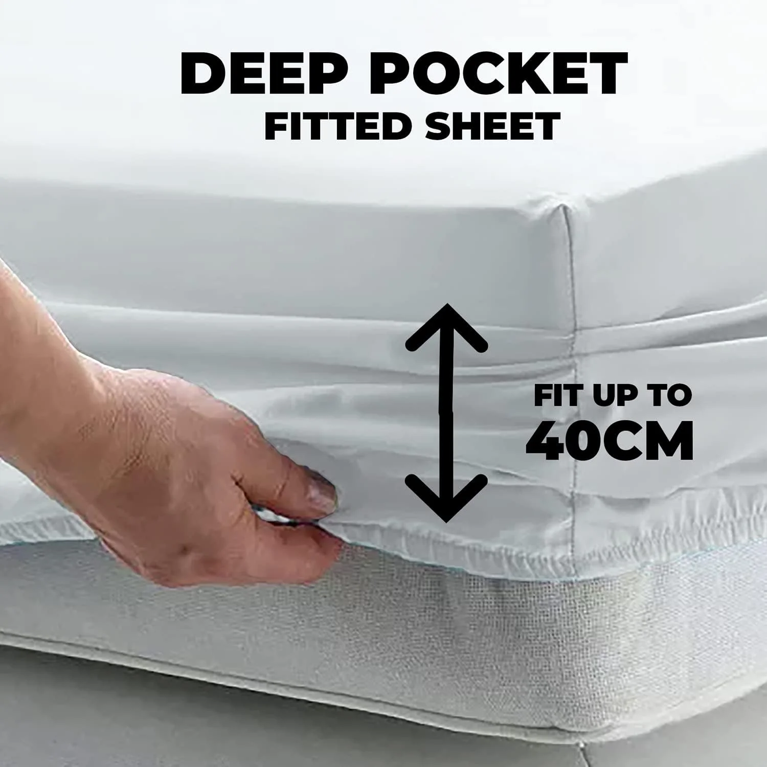 ملحفه کشدار ۱۰۰٪ پنبه با تراکم بافت ۴۰۰ شامل ۱ ملحفه کشدار تخت ۱۸۰x۲۰۰ سانتیمتر با ۲ روبالشی ۱۰۰٪ پنبه طبیعی با الیاف بلند بافت ساتن مناسب تا ۴۰ سانتیمتر (سفید، کینگ) ملحفه کشدار ۱۰۰٪ پنبه با تراکم بافت ۴۰۰ شامل ۱ ملحفه کشدار تخت ۱۸۰x۲۰۰ سانتیمتر با ۲ روبالشی ۱۰۰٪ پنبه طبیعی با الیاف بلند بافت ساتن مناسب تا ۴۰ سانتیمتر (سفید، کینگ)