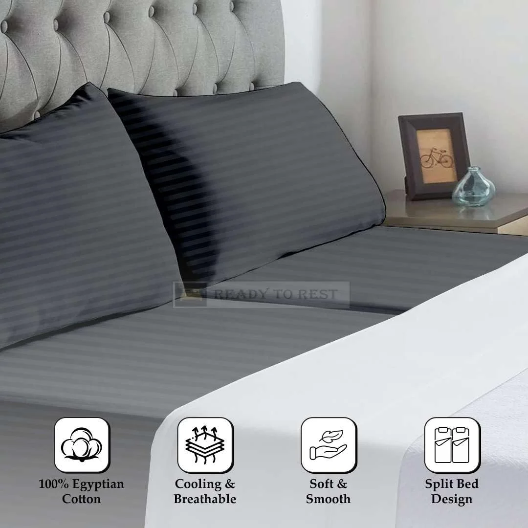 ست ملحفه کویین دوتکه برای تخت خواب قابل تنظیم - ست ملحفه 5 تکه - 100% پنبه مصری - 400 نخ - مناسب برای تشک تا عمق 16 اینچ - فوق العاده نرم - طراحی شده برای تشک های کویین دوتکه - راه راه خاکستری سنگی ست ملحفه کویین دوتکه برای تخت خواب قابل تنظیم - ست ملحفه 5 تکه - 100% پنبه مصری - 400 نخ - مناسب برای تشک تا عمق 16 اینچ - فوق العاده نرم - طراحی شده برای تشک های کویین دوتکه - راه راه خاکستری سنگی