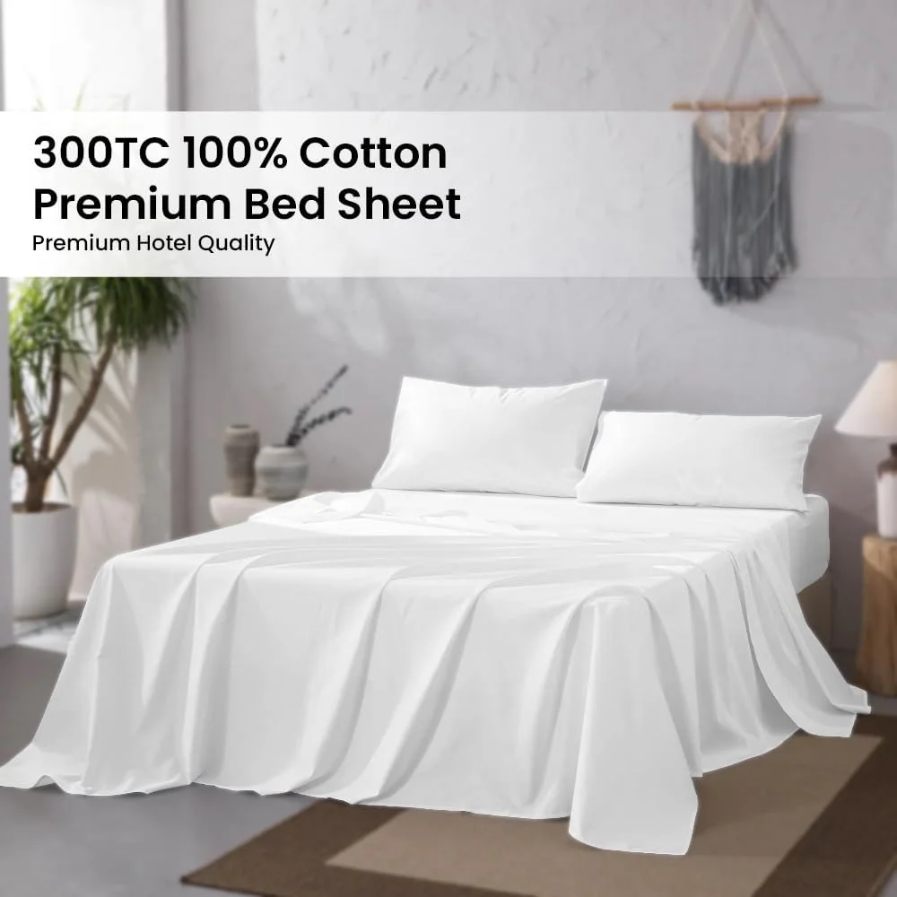 ست ملحفه تخت خواب Sleep Well با روبالشی، 100% پنبه 300TC (300x300 سانتی متر)