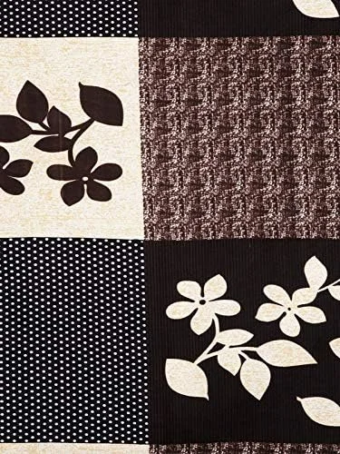 ملحفه دو نفره سایز کینگ پلی کتان با طرح گلدار 220TC به همراه 2 روبالشی، (90x90 اینچ)، قهوه ای