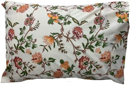 ست ملحفه چاپی 144TC به همراه روبالشی (کرم گلدار - یک نفره 160x220 سانتی متر)