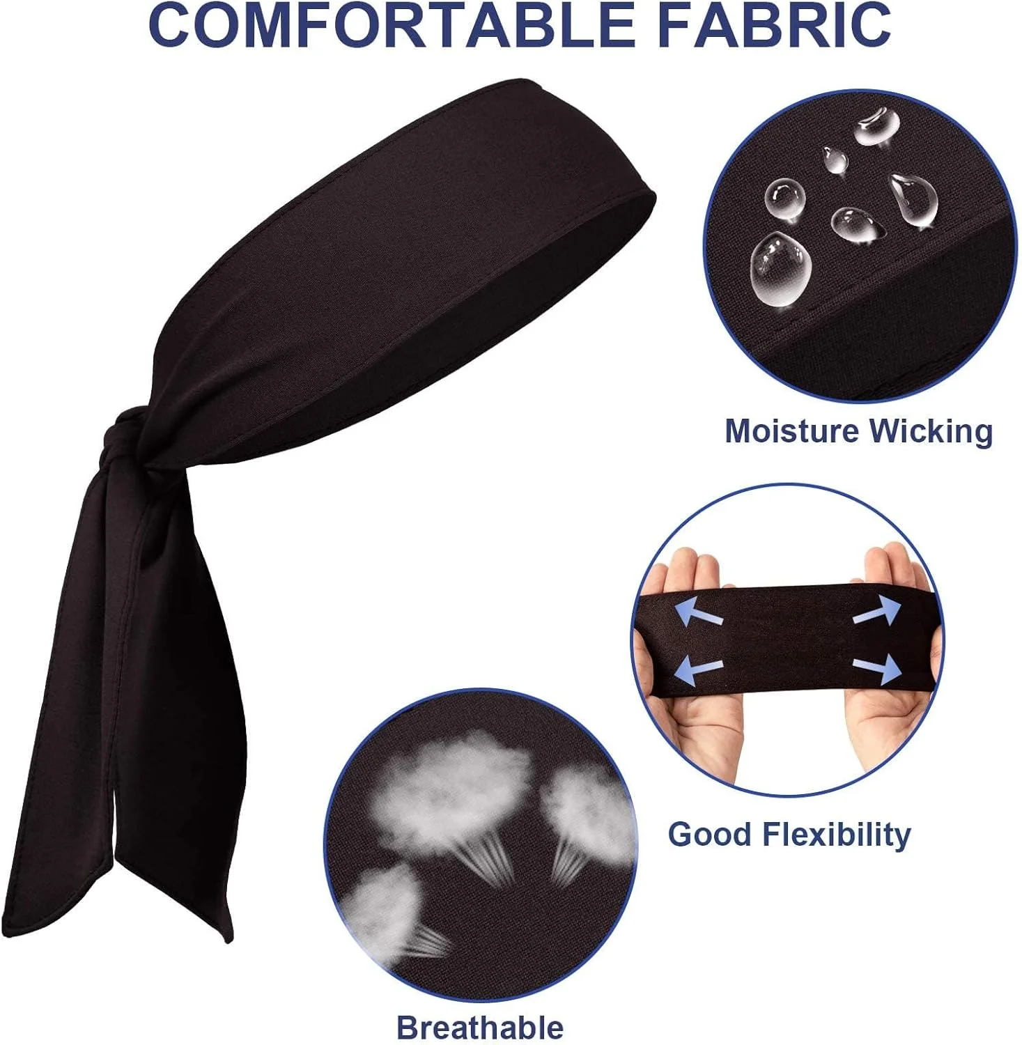 هدبند ورزشی برای مردان و زنان، ضد عرق، مناسب دویدن و ورزش، کش مو، گیره مو الاستیک (ست 3 عددی، مشکی، سفید، خاکستری)