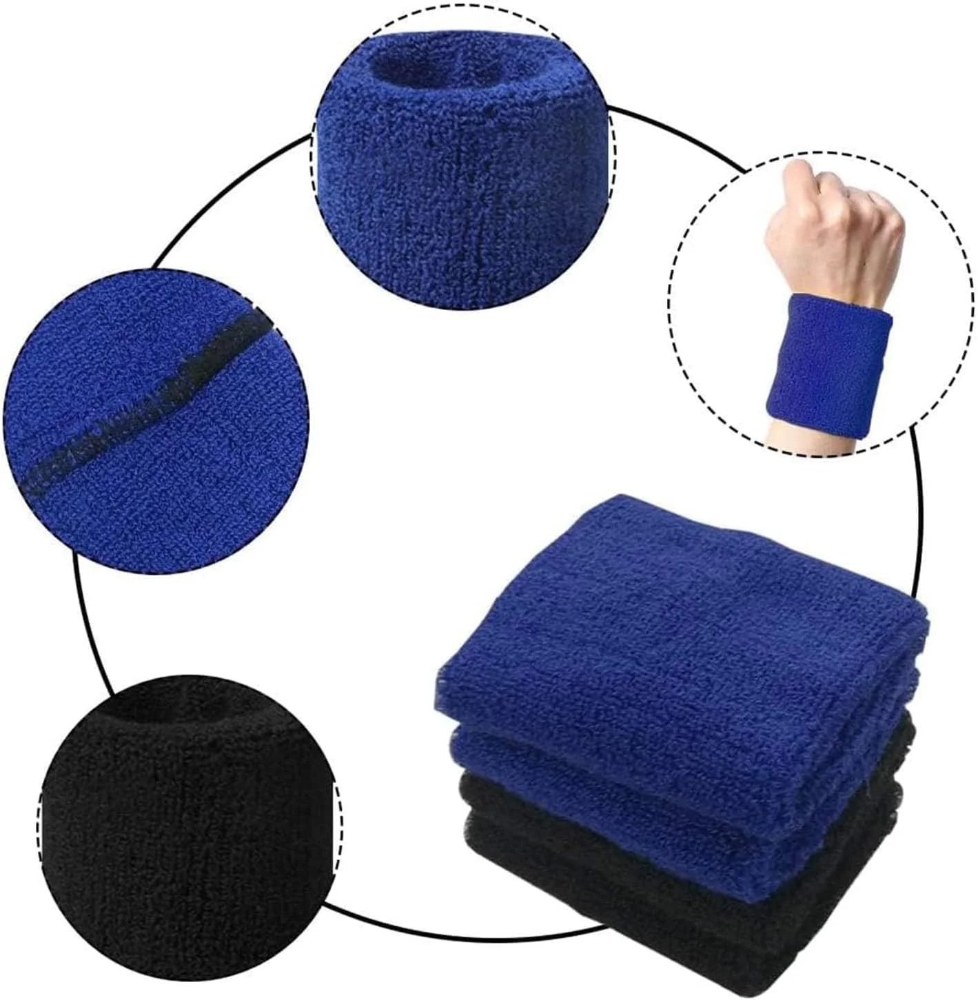 ست هدبند و مچ بند مردانه، جذب رطوبت، پارچه حوله ای نخی، مچ بند ورزشی کشی برای ورزش، دویدن، بسکتبال، فوتبال و تنیس