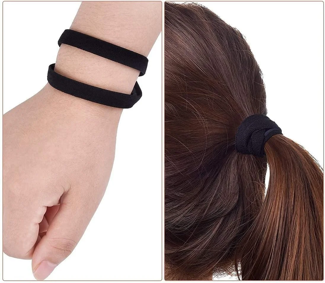 4 عدد کش موی ورزشی نازک و الاستیک، کش موی ورزشی ضد لغزش برای زنان و مردان، کش موی باریک ورزشی ضد لغزش برای زنان، مردان، پسران، دختران و کودکان (مشکی، خاکستری)