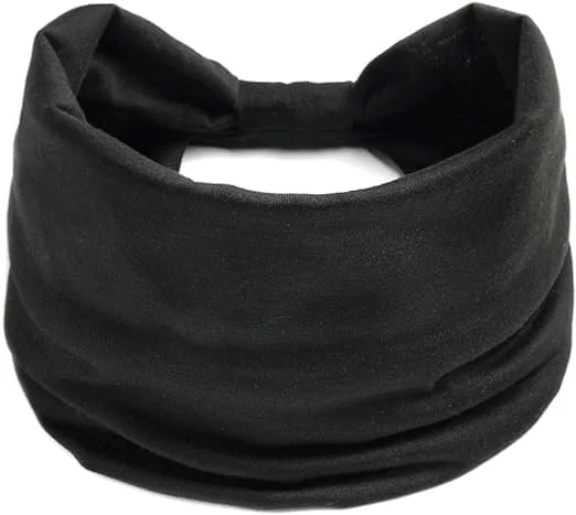 هدبند پهن زنانه، هدبند ورزشی چند منظوره مشکی، سربند شیک، هدبندهای ضخیم بوهو، هدبندهای تنفسی سبک وزن با قابلیت جذب عرق، هدبند بزرگ ورزشی یوگا، اکسسوری مو (بسته 4 عددی)