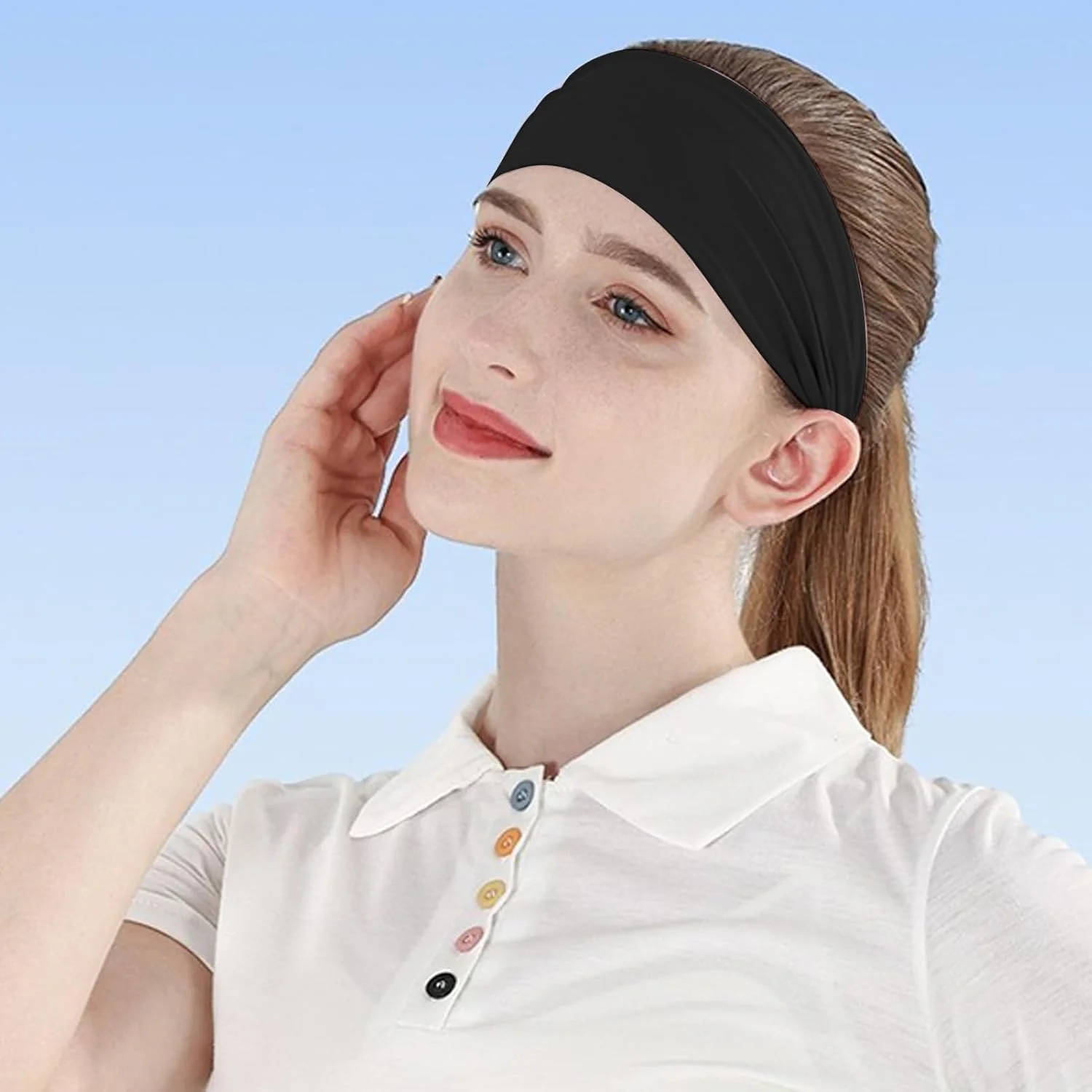 هدبند پهن زنانه | هدبند خنک کننده عرق گیر برای تمرین - هدبند کشی رطوبت گیر برای دویدن، کمپینگ، دوچرخه سواری، تنیس، گلف، پیاده روی، باشگاه