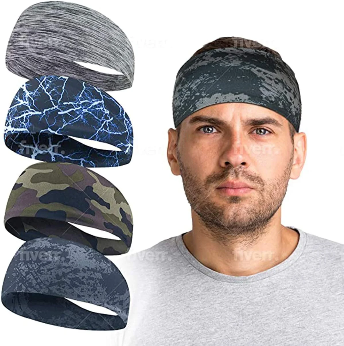 هدبند دلفینو برای مردان، دو لایه، مناسب دویدن، دوچرخه سواری، یوگا، تنیس، باشگاه، مسافرت، ساحل، کشسان، جذب رطوبت، هدبند ورزشی مردانه و زنانه، هدبند یوگا تنفسی، بسته 4 عددی