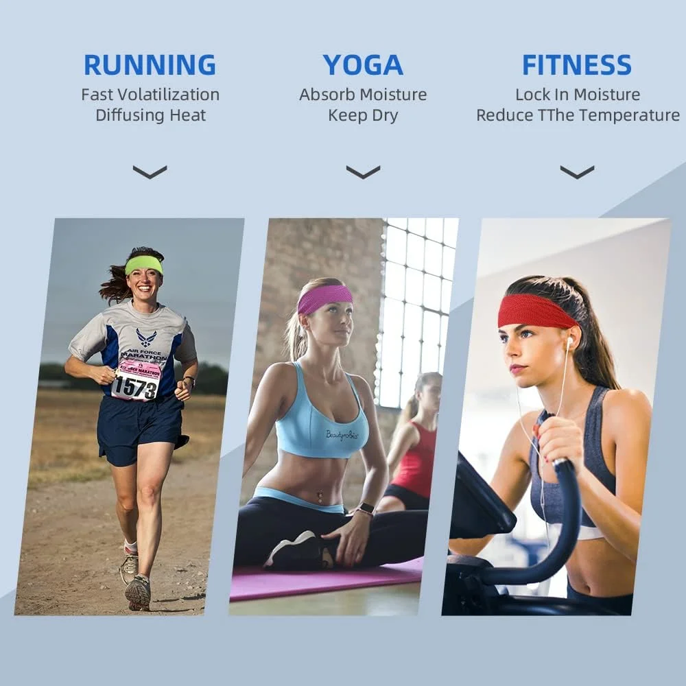 هدبند ضد تعریق، حس خنکی، خشک شدن سریع، ضروری برای ورزش، شیک، چند منظوره، راحت