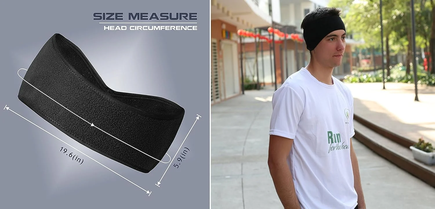 هدبند گرم کننده گوش پلار برای آقایان و بانوان (2 عددی)، گرم نگهدارنده و راحت برای استفاده روزانه، ورزش، دویدن، اسکی و غیره (مشکی-خاکستری)