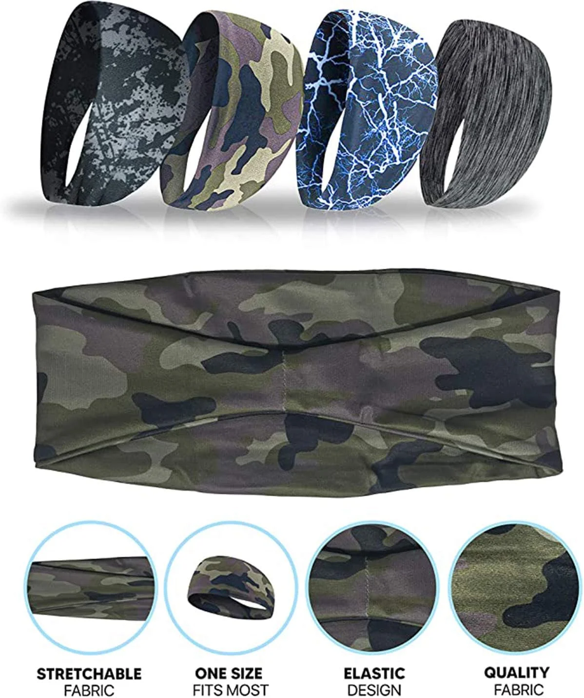 هدبند دلفینو برای مردان، دو لایه، مناسب دویدن، دوچرخه سواری، یوگا، تنیس، باشگاه، مسافرت، ساحل، کشسان، جذب رطوبت، هدبند ورزشی مردانه و زنانه، هدبند یوگا تنفسی، بسته 4 عددی