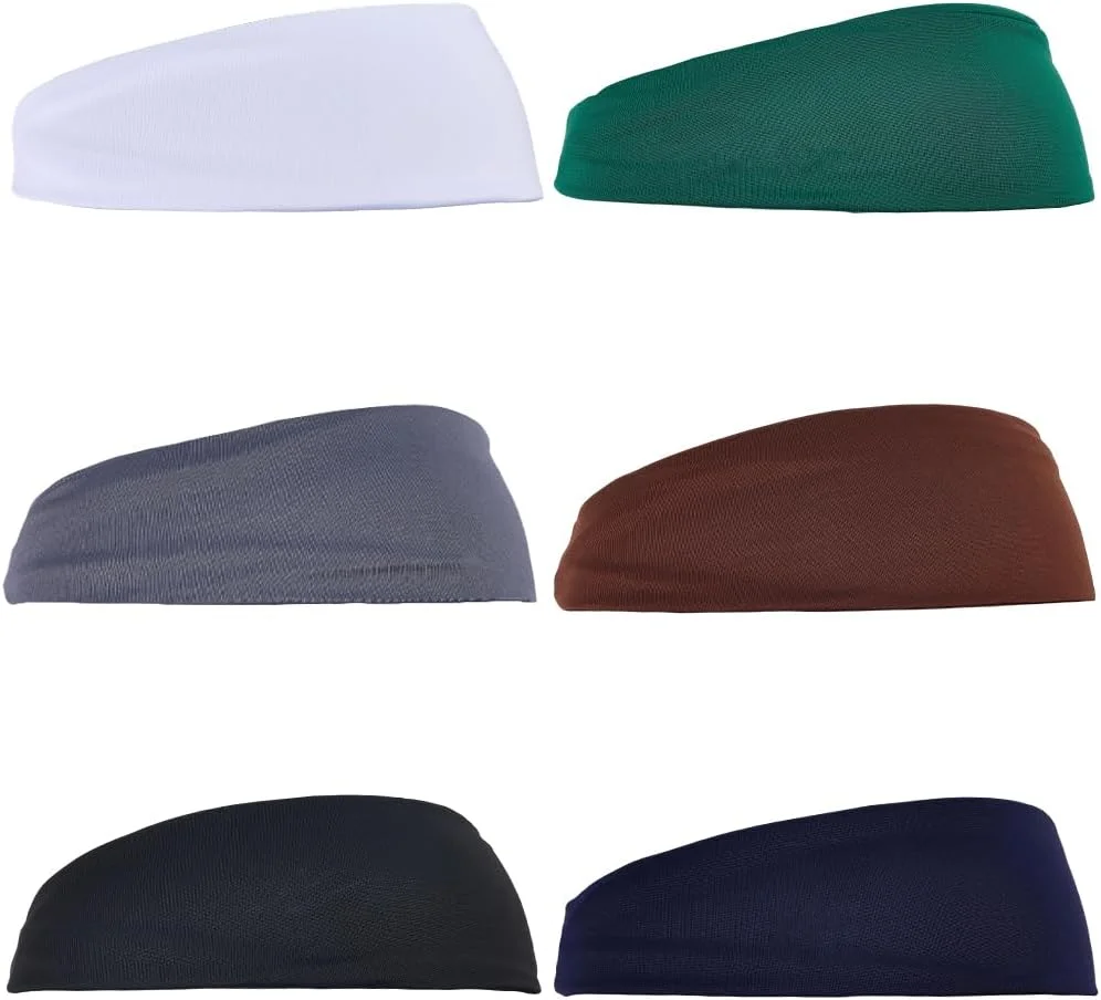 CREATCABIN بسته 6 عددی هدبند ورزشی، هدبند مردانه و زنانه، سربند، کشی، مناسب برای ورزش، دویدن، دوچرخه سواری، بسکتبال، تنیس، یوگا، فیتنس