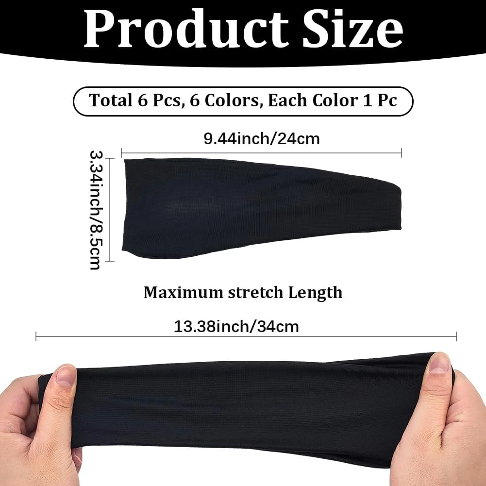 CREATCABIN بسته 6 عددی هدبند ورزشی، هدبند مردانه و زنانه، سربند، کشی، مناسب برای ورزش، دویدن، دوچرخه سواری، بسکتبال، تنیس، یوگا، فیتنس