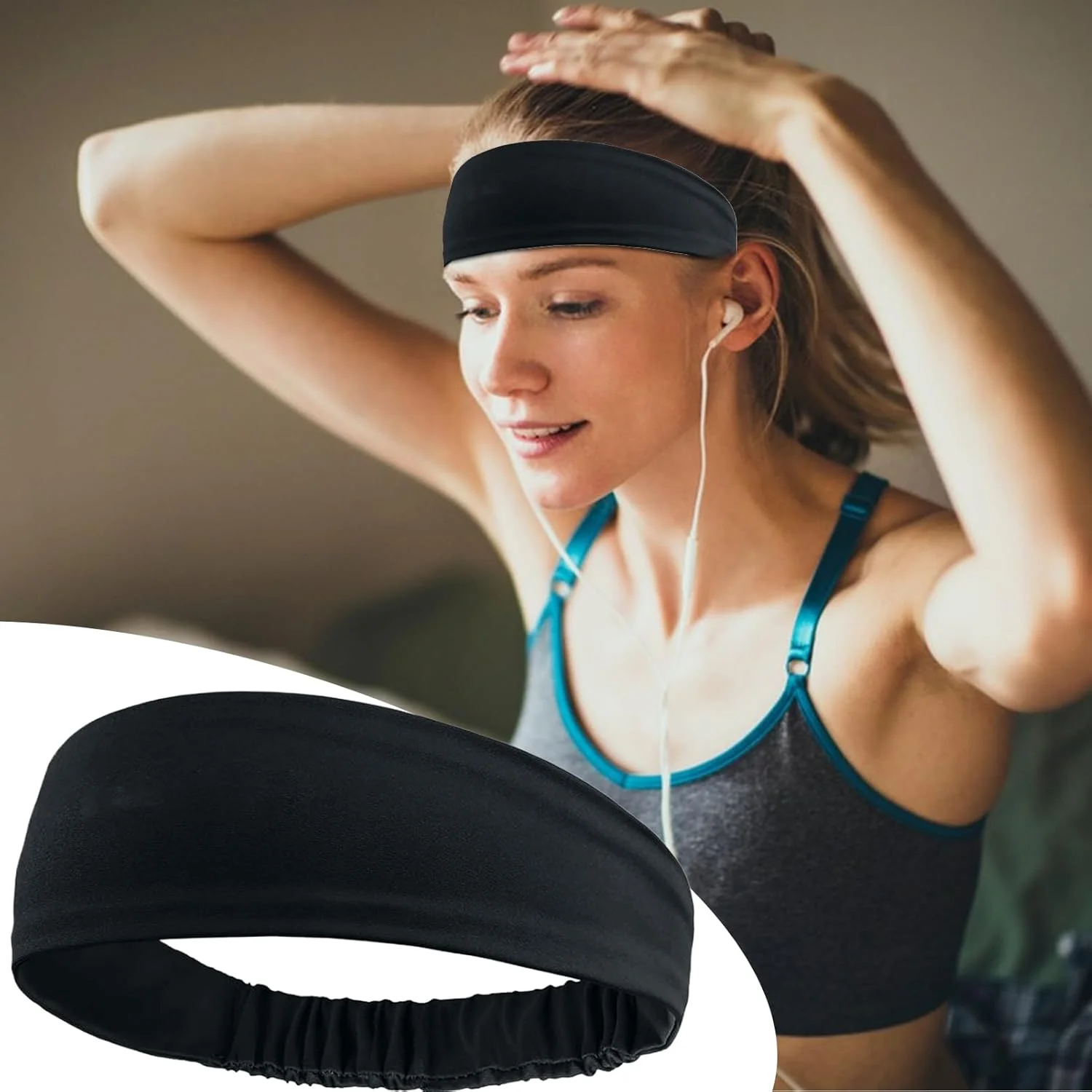 هدبند ورزشی زنانه، هدبند یوگا زنانه | کش موی عرق گیر مناسب تمرینات ورزشی برای فعالیت های داخل و خارج از خانه، دویدن، دوچرخه سواری، پیاده روی، ساحل، باشگاه، استفاده روزانه برای زنان و مردان
