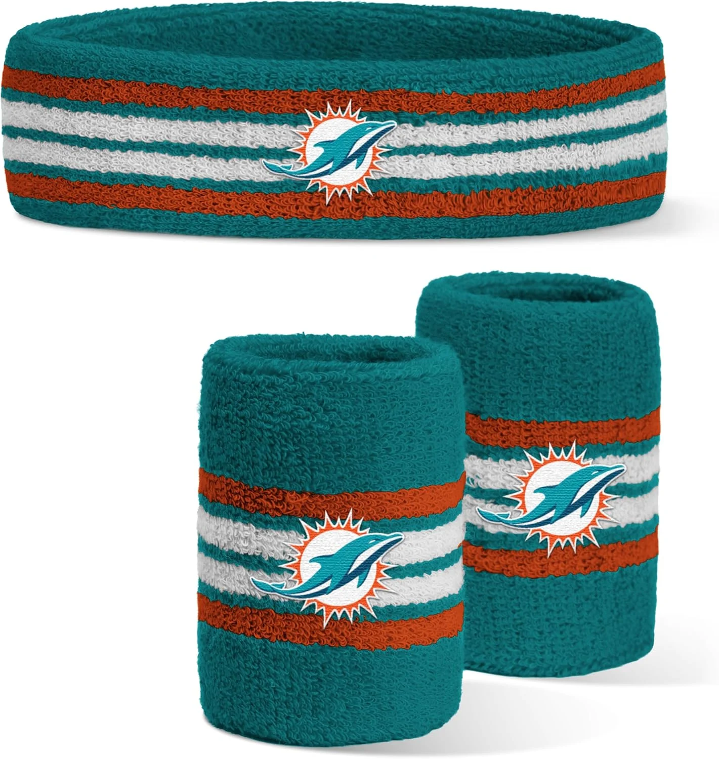هدبند و مچ بند طرح تیم میامی دلفینز، دارای مجوز رسمی NFL، رنگ تیمی