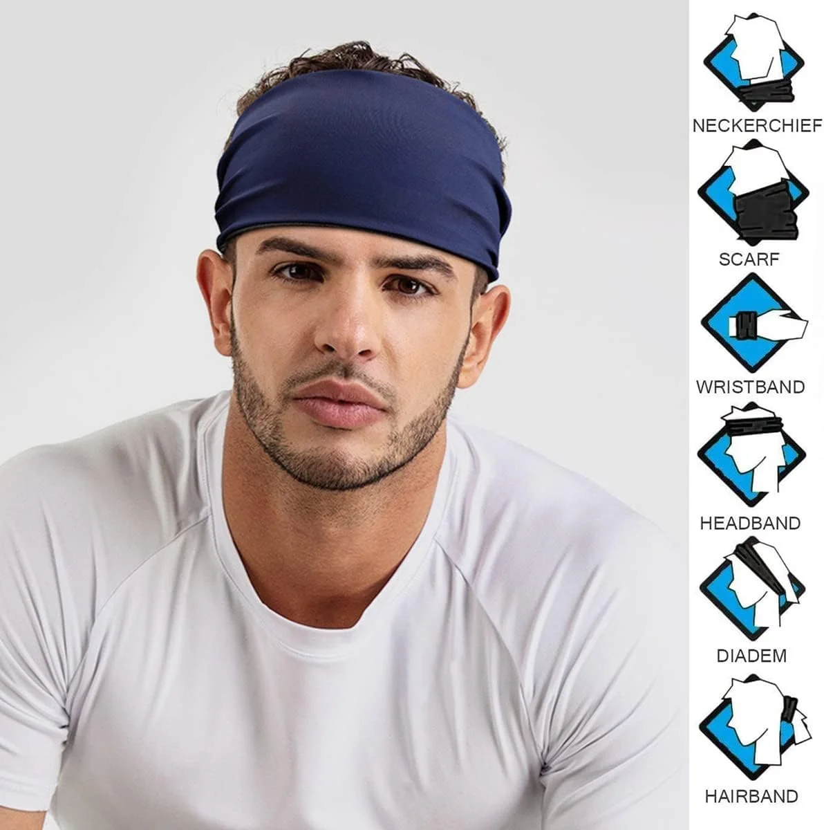 3 عدد هدبند ورزشی جاذب عرق برای مردان و زنان، унисекс، با قابلیت خشک شدن سریع، ضد لغزش، کشسان، رطوبت گیر، رنگ ثابت، کش موی الاستیک برای بسکتبال، یوگا، تمرین و ورزش